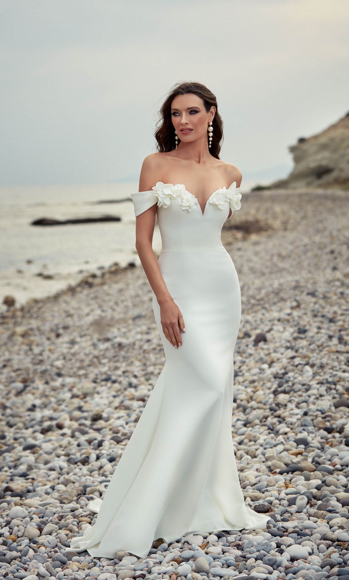 ALYCE Paris 7062 Bridal Off The Shoulder Neckline Simple Mermaid Dress