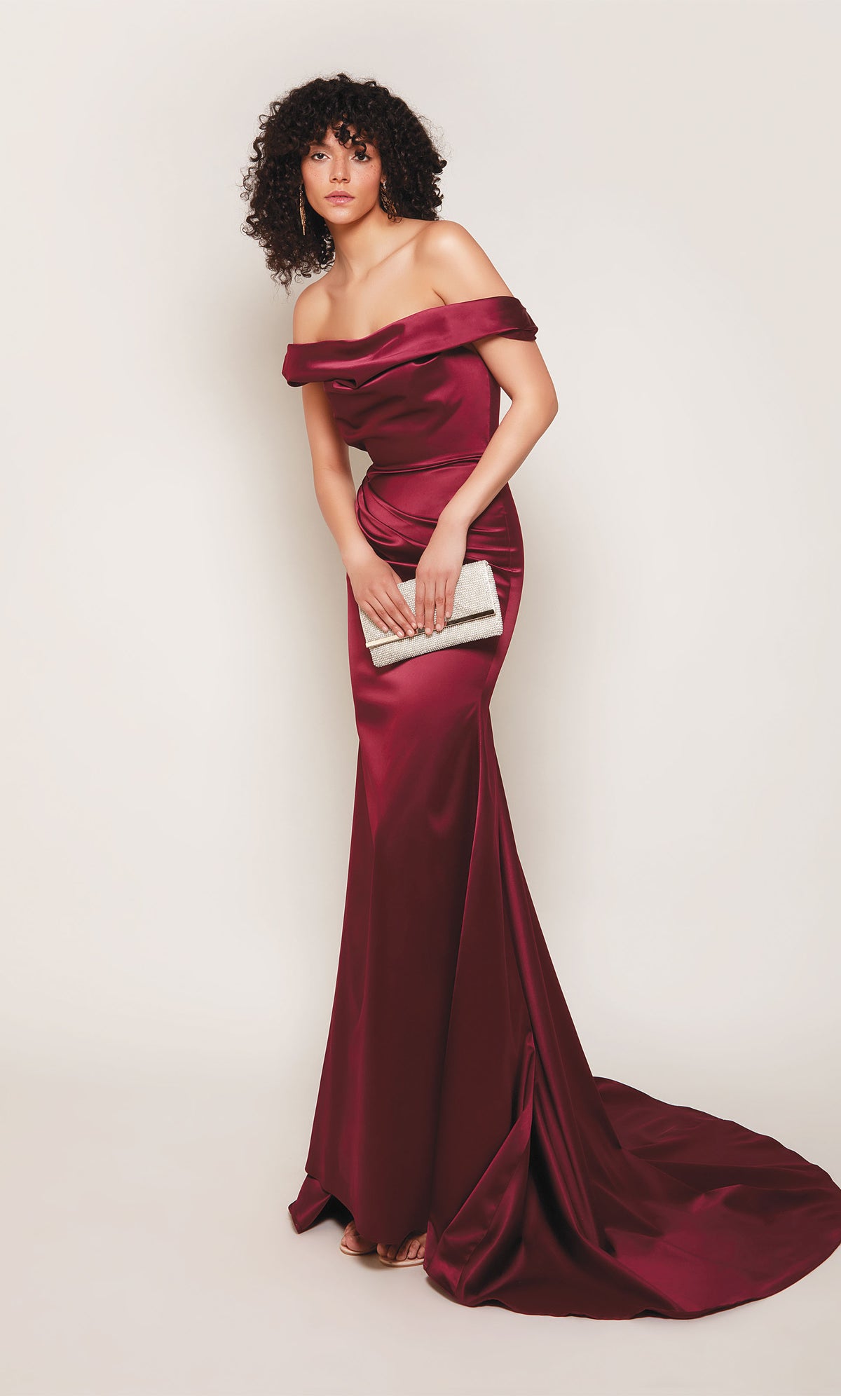 ALYCE Paris 7064 Bridal Off The Shoulder Neckline Ruched/draped Straight Dress