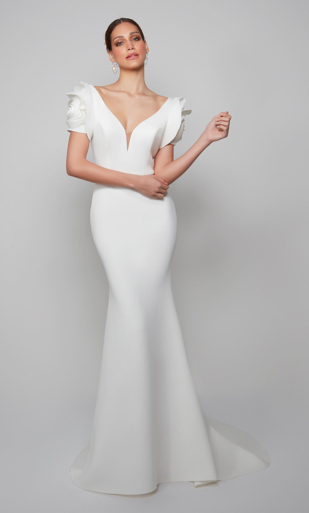 ALYCE Paris 7066 Bridal Plunging Neckline Simple Mermaid Dress