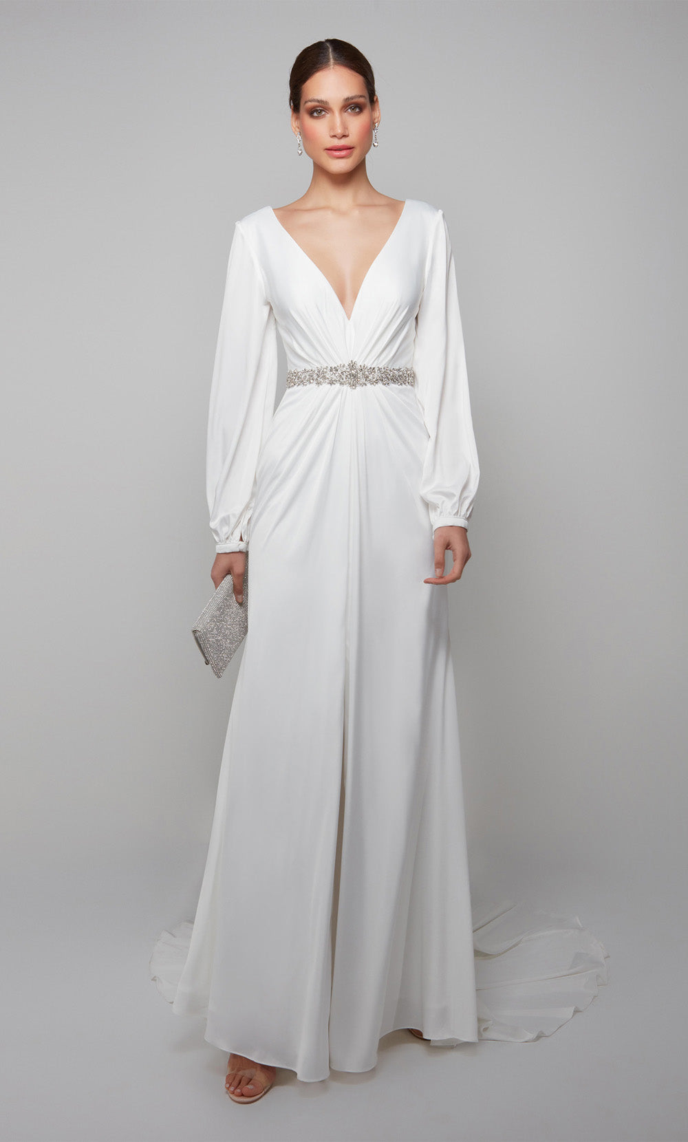 ALYCE Paris 7070 Bridal Plunging Neckline Chic Straight Dress