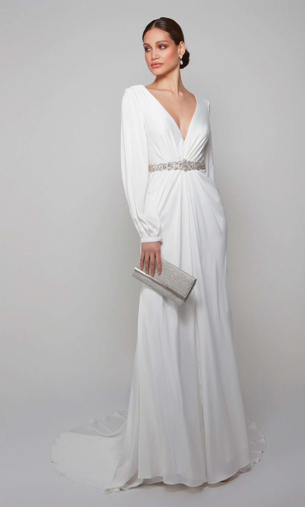 ALYCE Paris 7070 Bridal Plunging Neckline Chic Straight Dress