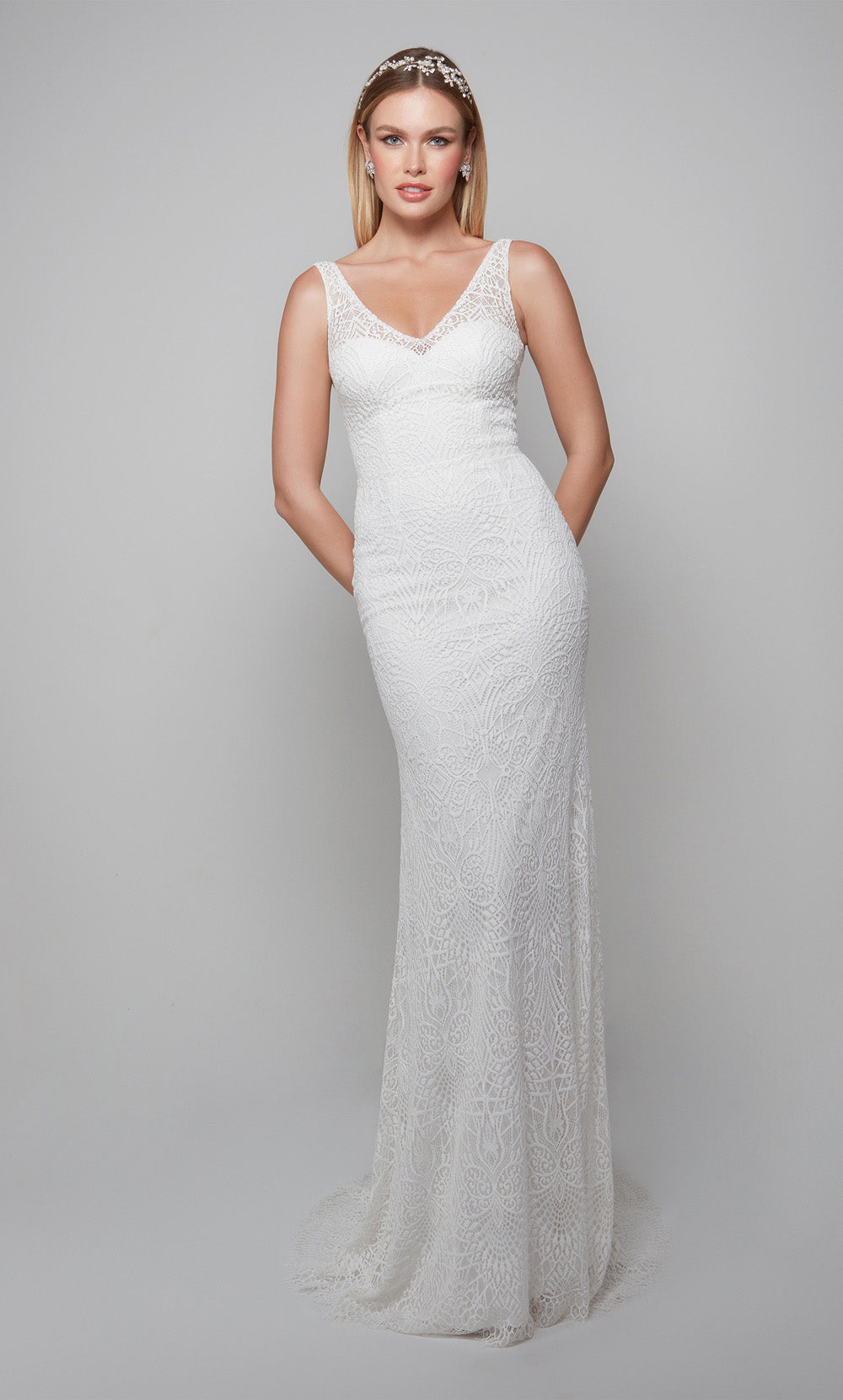 ALYCE Paris 7075 Bridal Illusion Neckline Illusion Straight Dress
