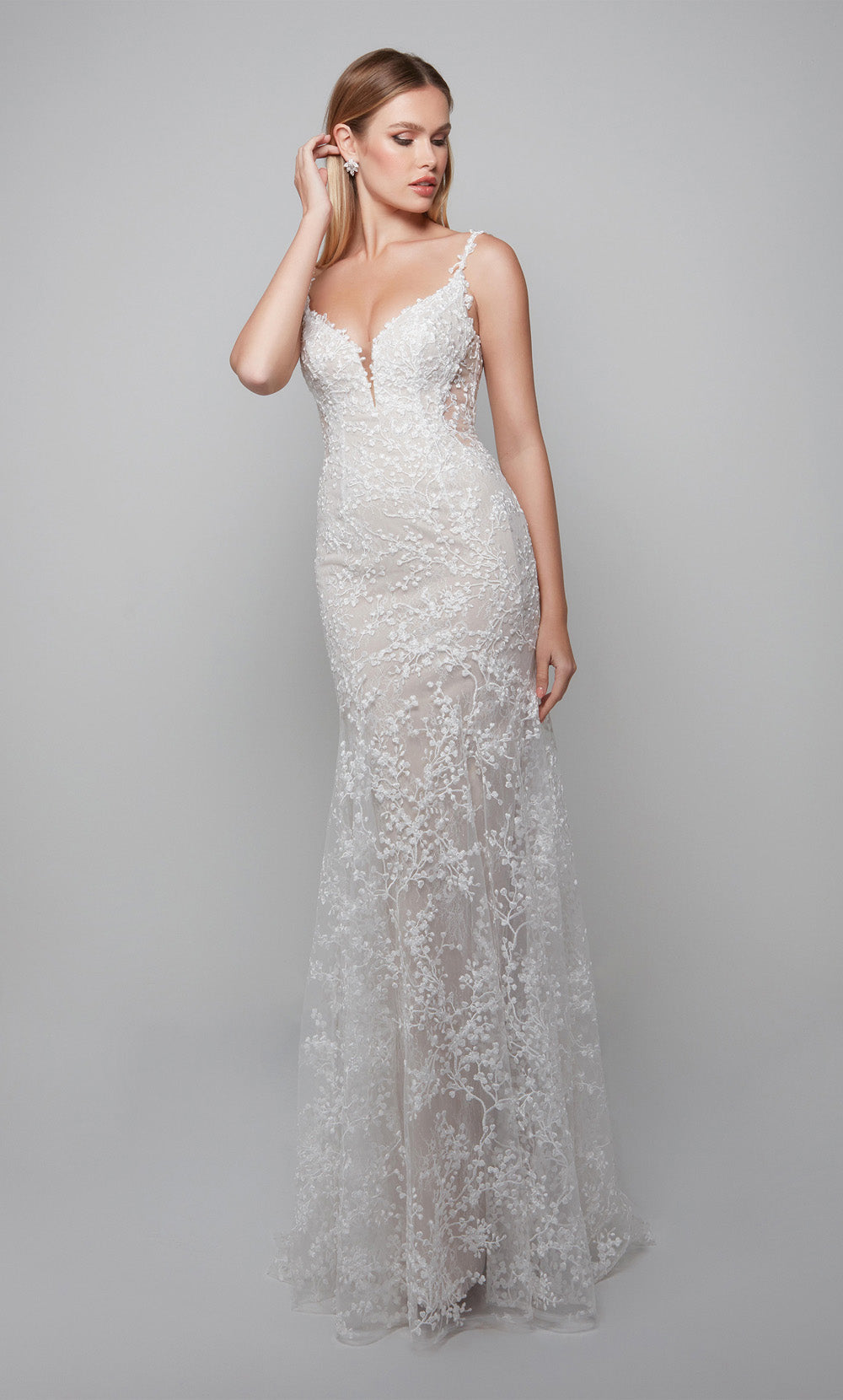 ALYCE Paris 7077 Bridal Plunging Neckline Train Mermaid Dress