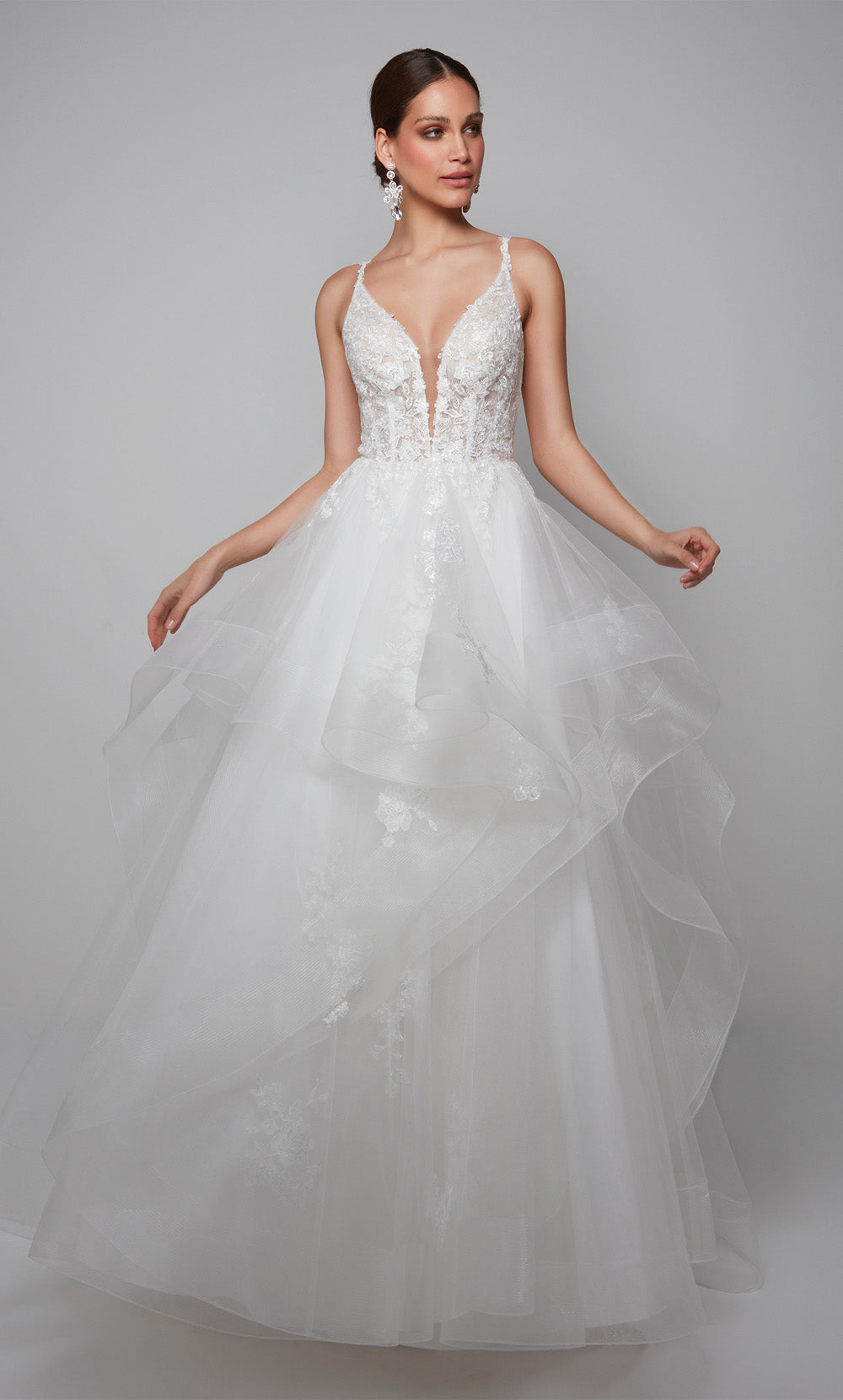ALYCE Paris 7080 Bridal Plunging Neckline Shimmery/sparkly Ballgown Dress