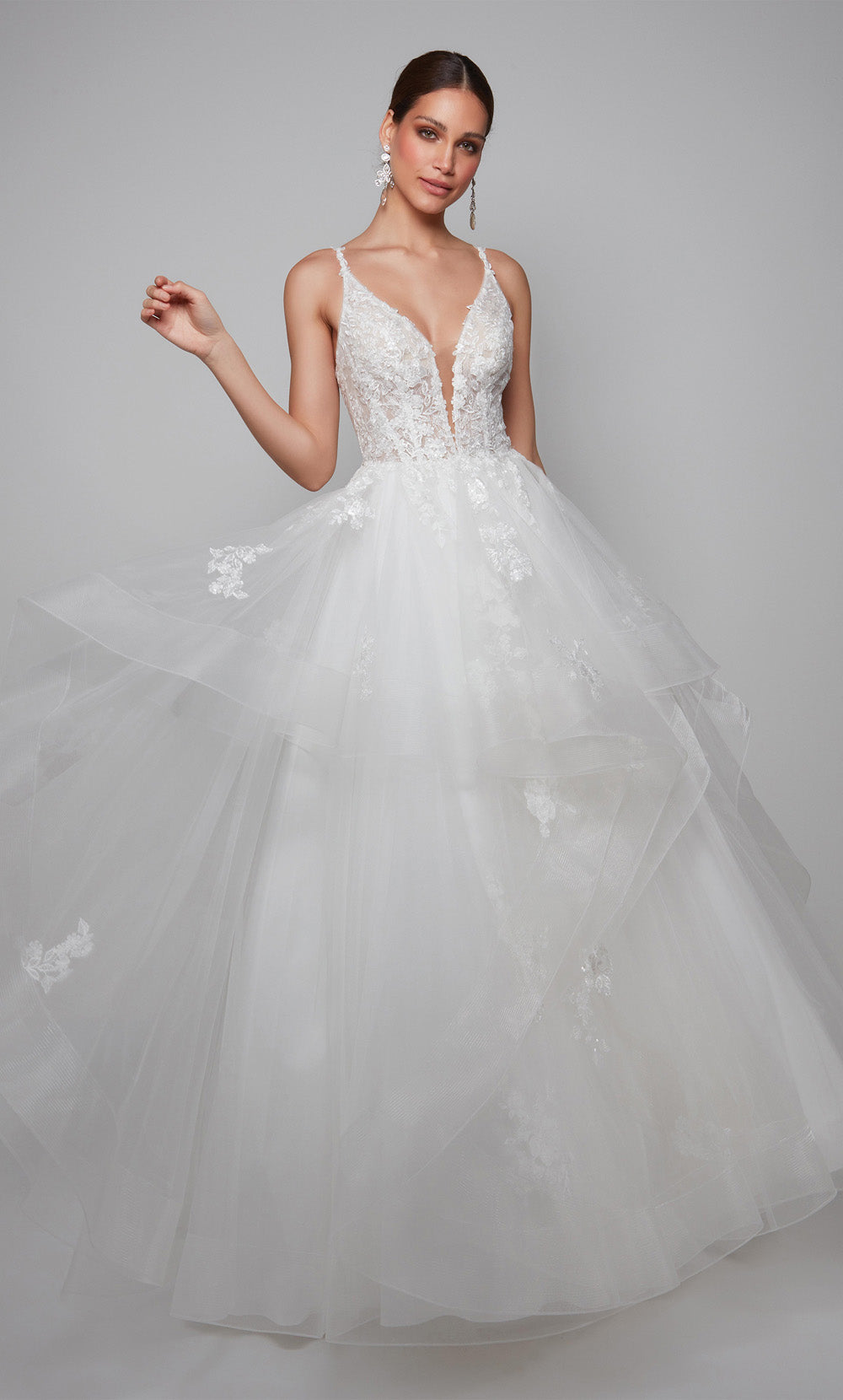 ALYCE Paris 7080 Bridal Plunging Neckline Shimmery/sparkly Ballgown Dress