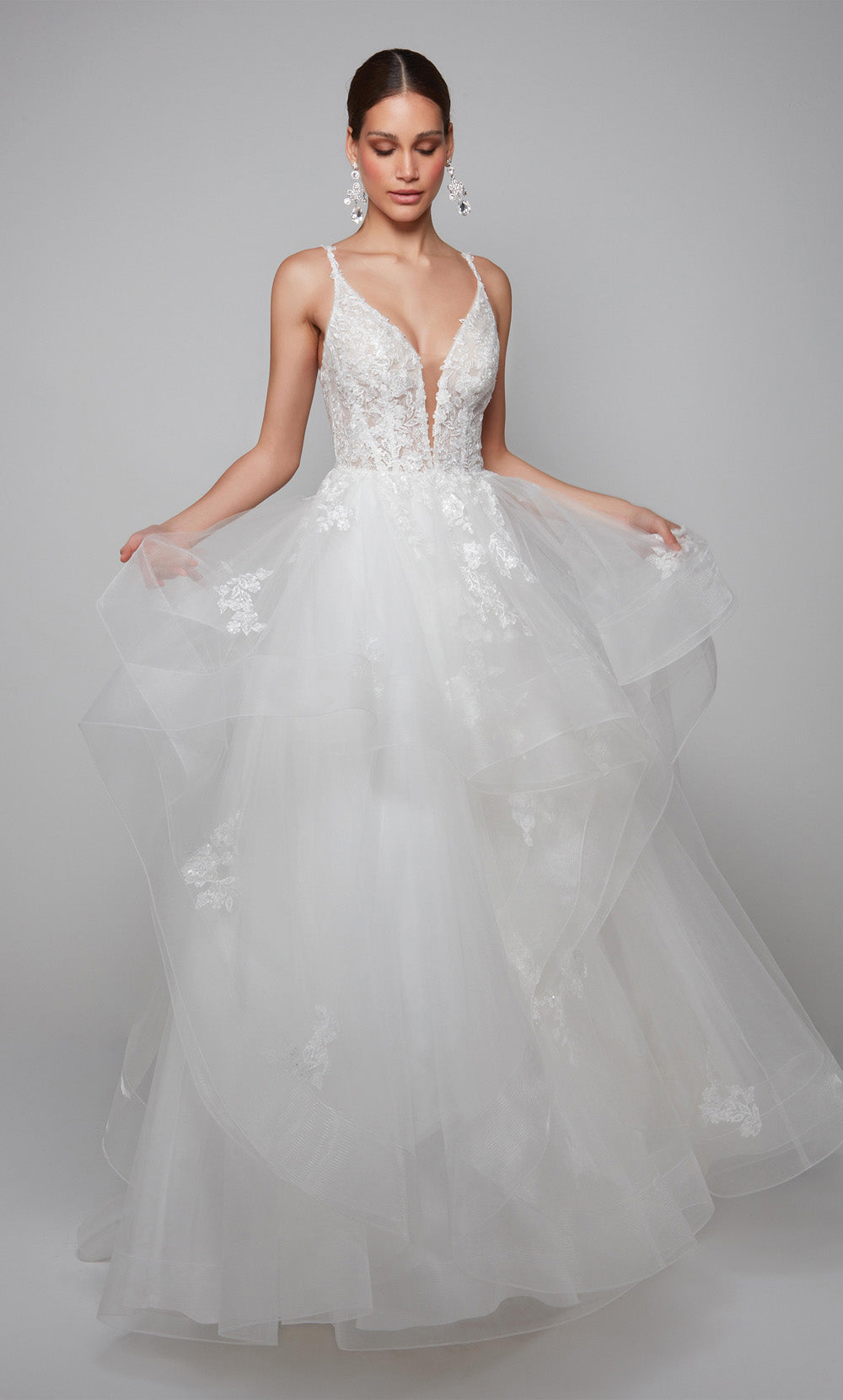 ALYCE Paris 7080 Bridal Plunging Neckline Shimmery/sparkly Ballgown Dress