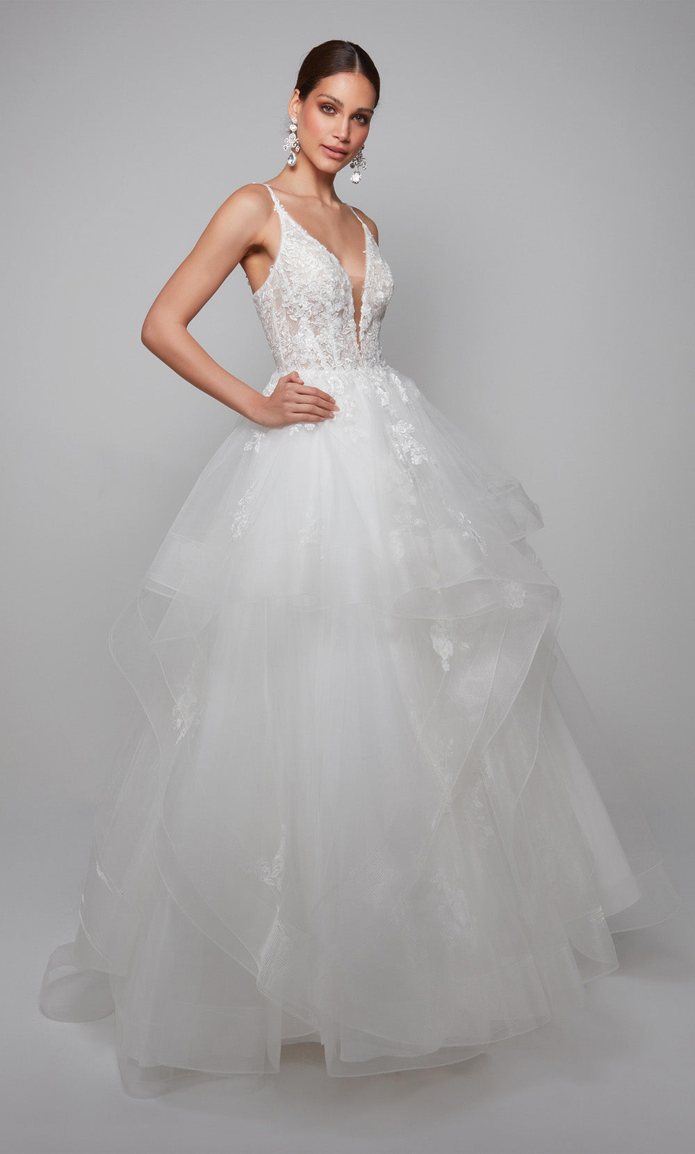 ALYCE Paris 7080 Bridal Plunging Neckline Shimmery/sparkly Ballgown Dress