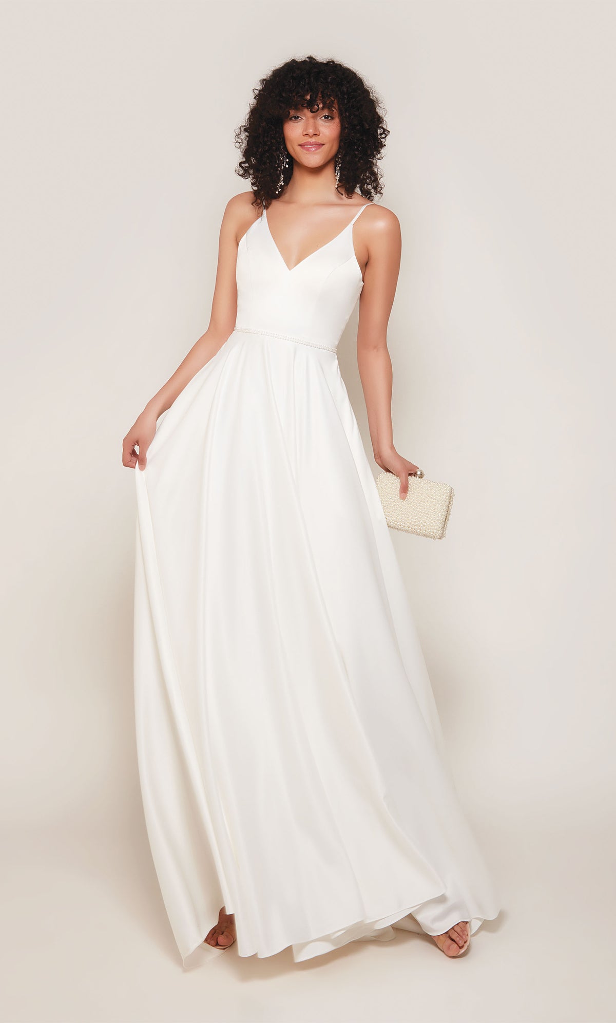 ALYCE Paris 7089 Bridal V-neckline Buttons A Line Dress