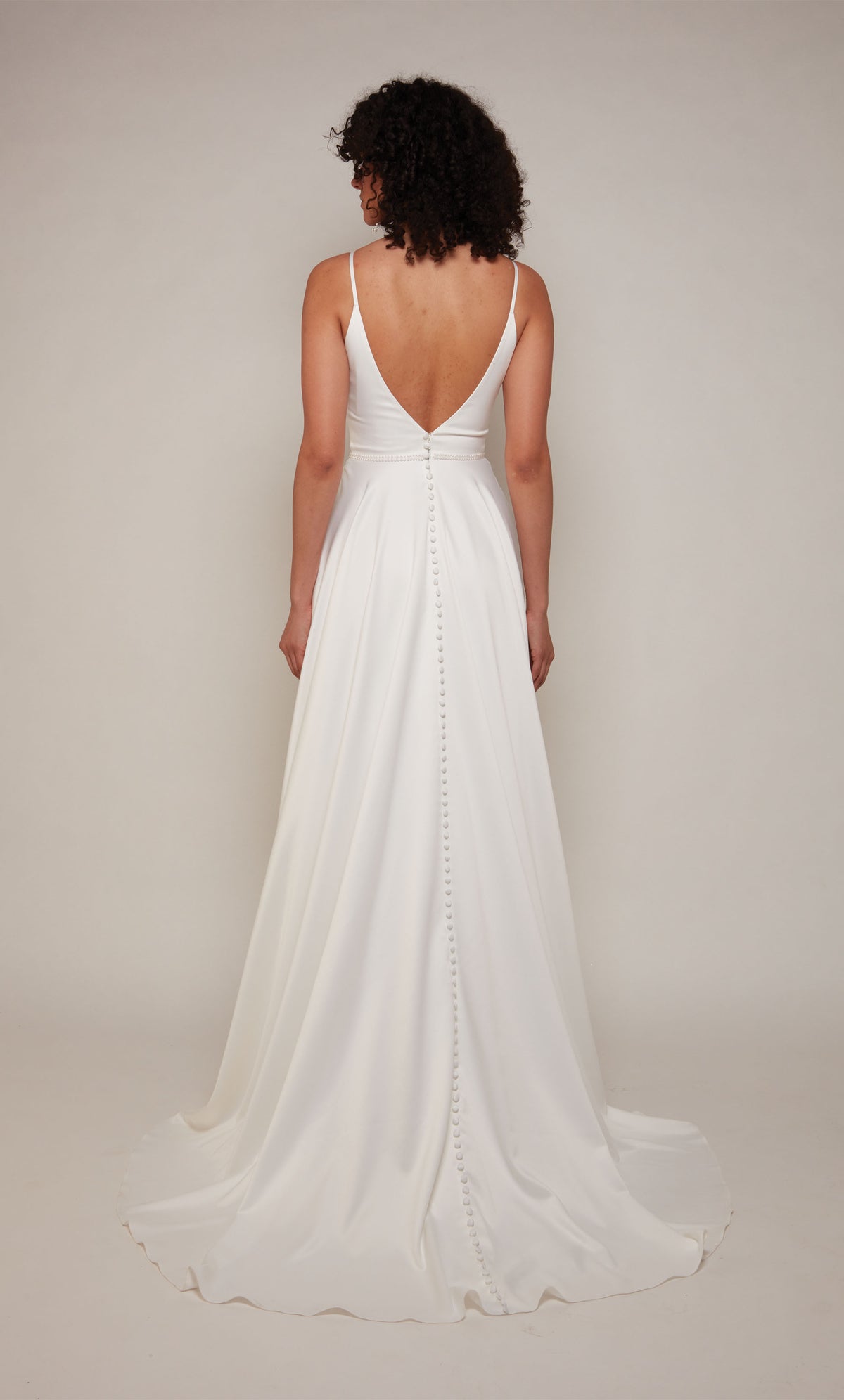 ALYCE Paris 7089 Bridal V-neckline Buttons A Line Dress