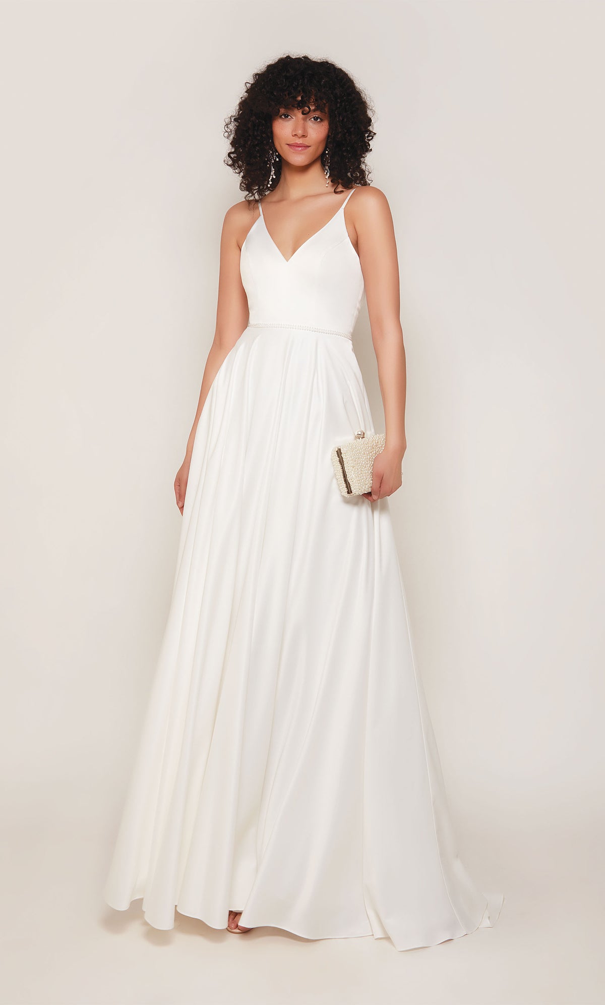 ALYCE Paris 7089 Bridal V-neckline Buttons A Line Dress