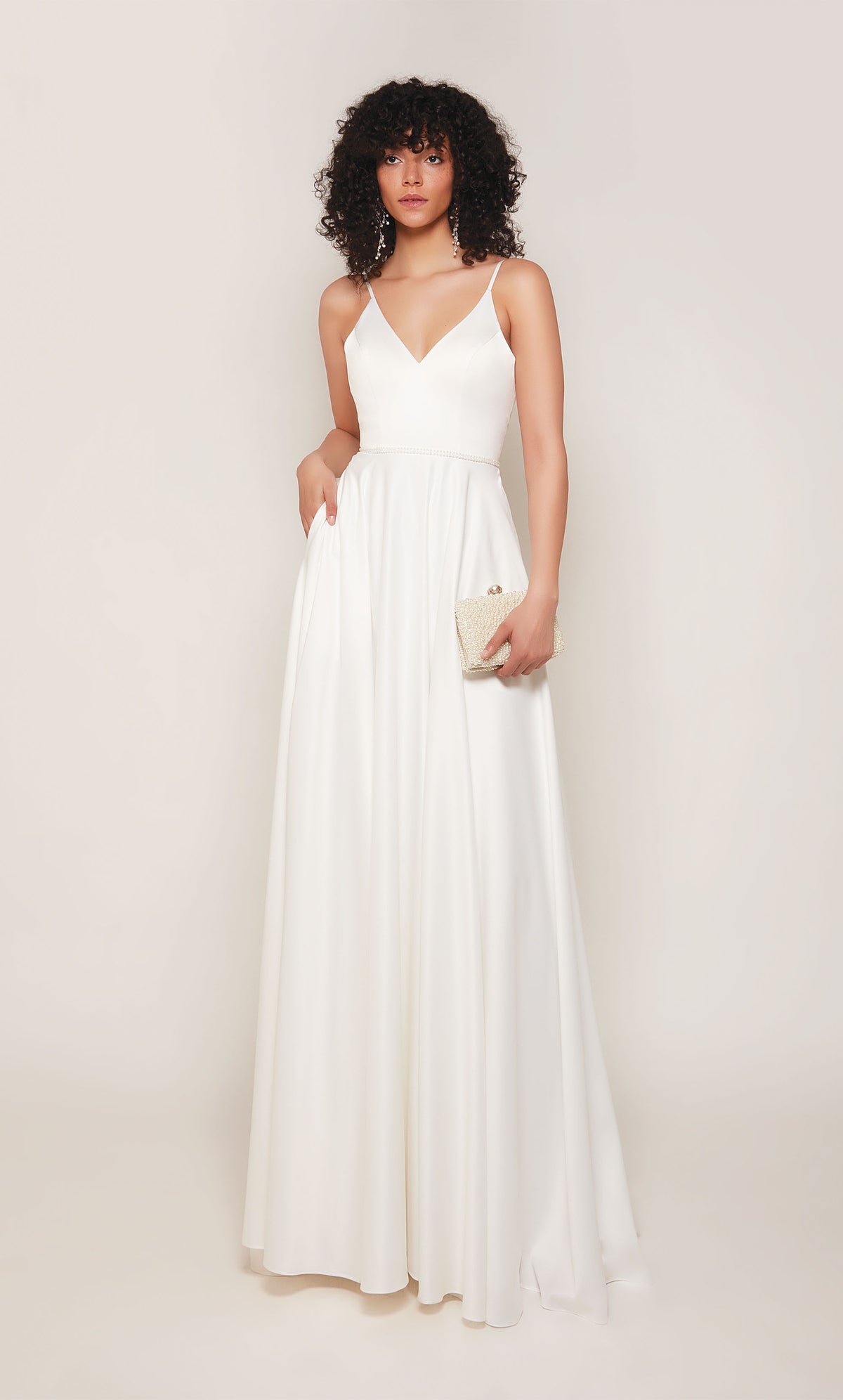 ALYCE Paris 7089 Bridal V-neckline Buttons A Line Dress