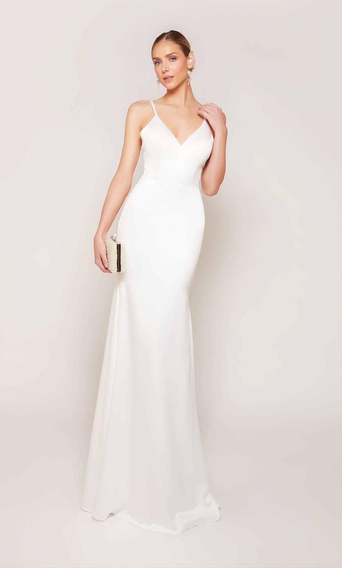 ALYCE Paris 7090 Bridal V-neckline Buttons A Line Dress