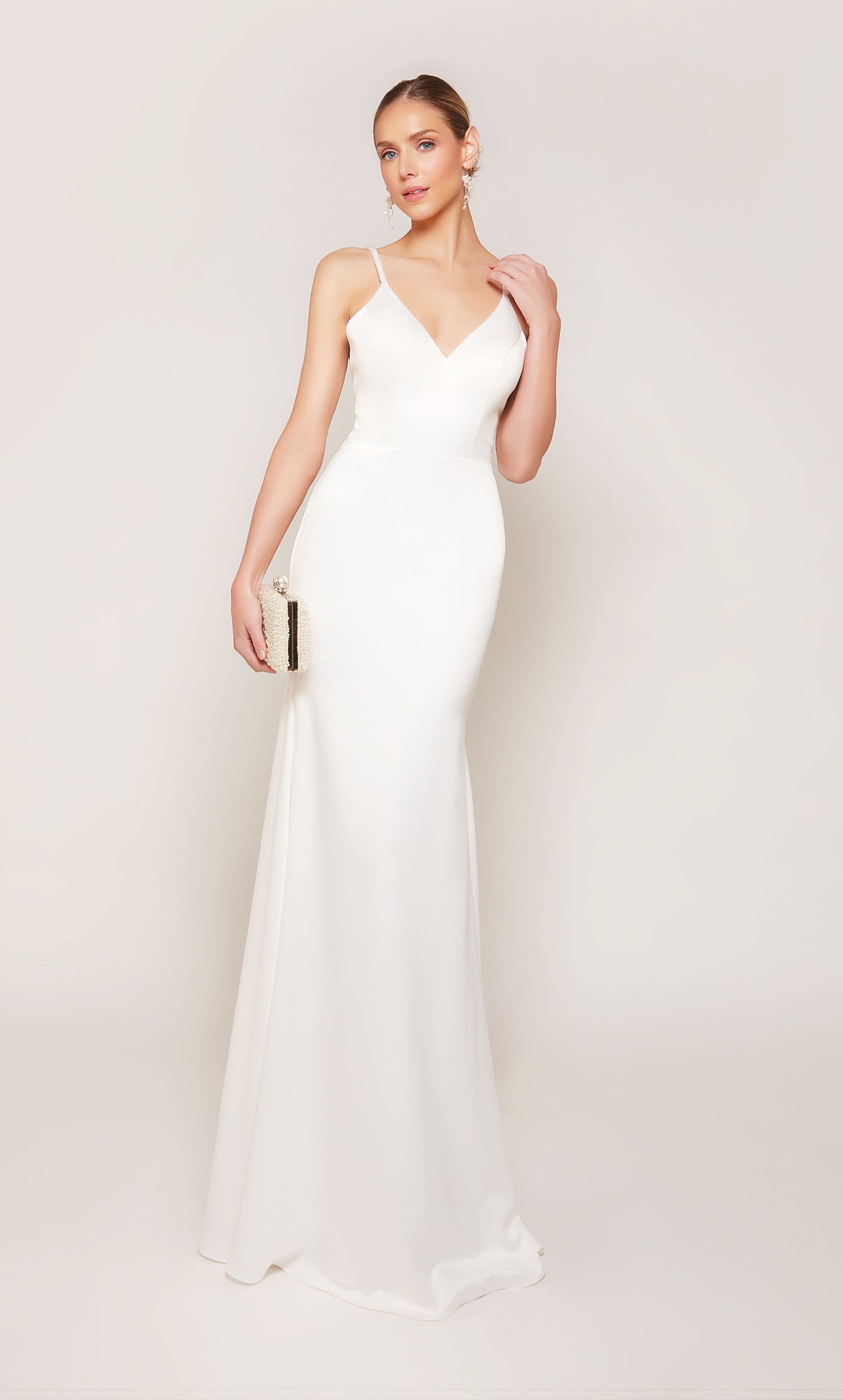 ALYCE Paris 7090 Bridal V-neckline Buttons A Line Dress