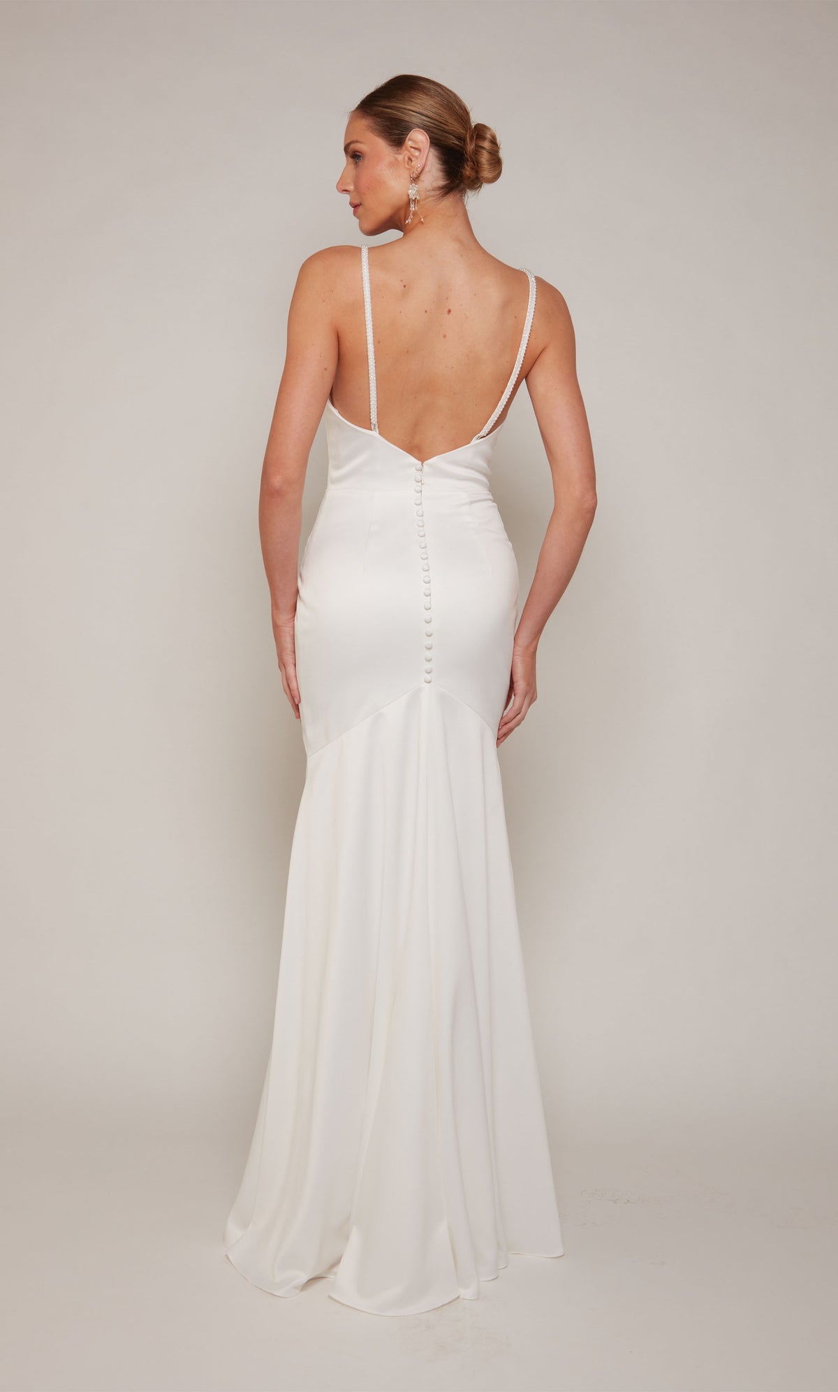 ALYCE Paris 7090 Bridal V-neckline Buttons A Line Dress