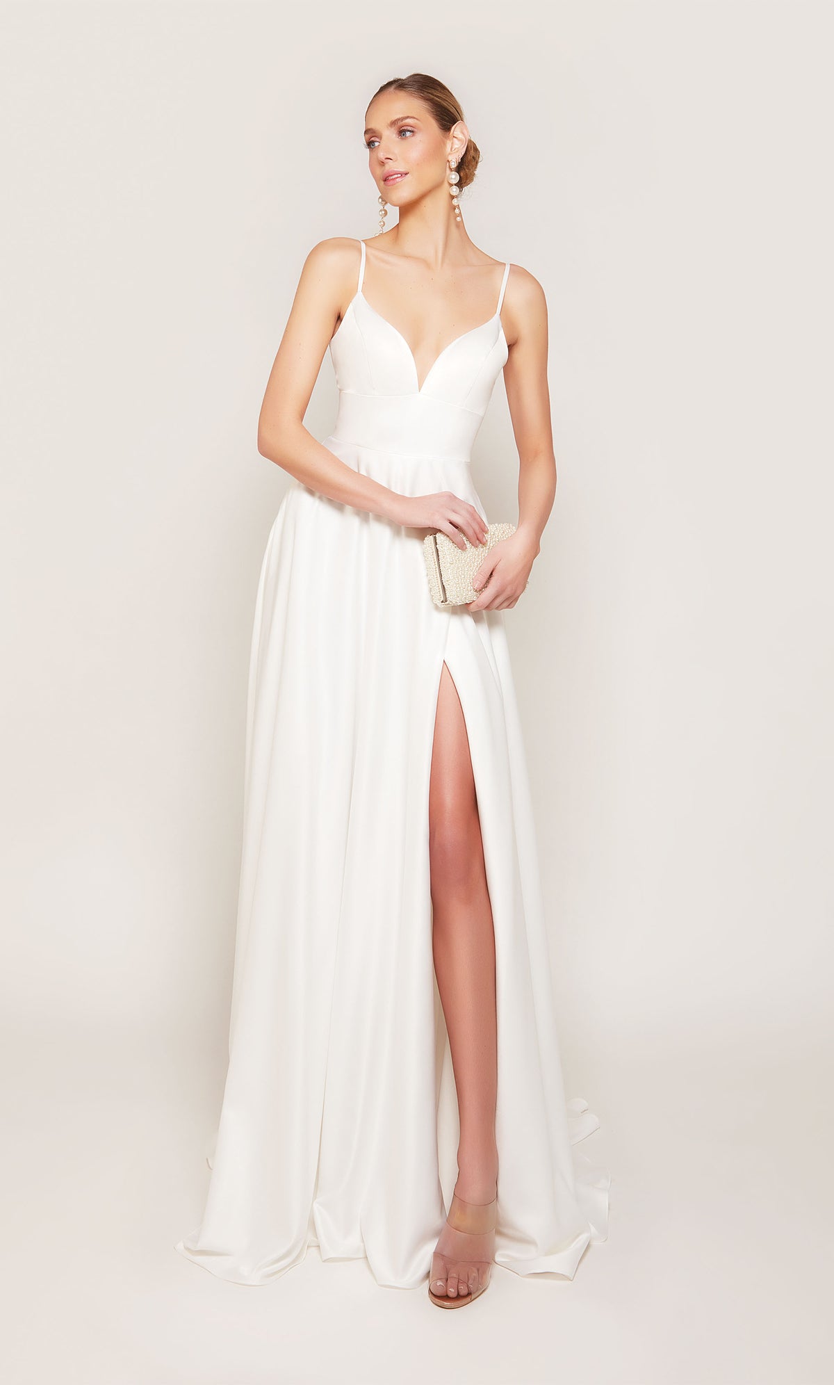 ALYCE Paris 7095 Bridal V-neckline Slit A Line Dress