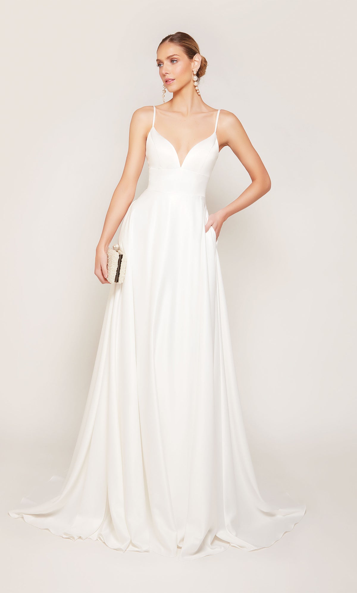 ALYCE Paris 7095 Bridal V-neckline Slit A Line Dress