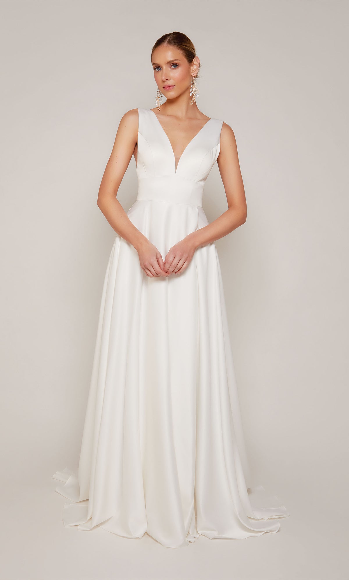 ALYCE Paris 7096 Bridal V-neckline Slit A Line Dress