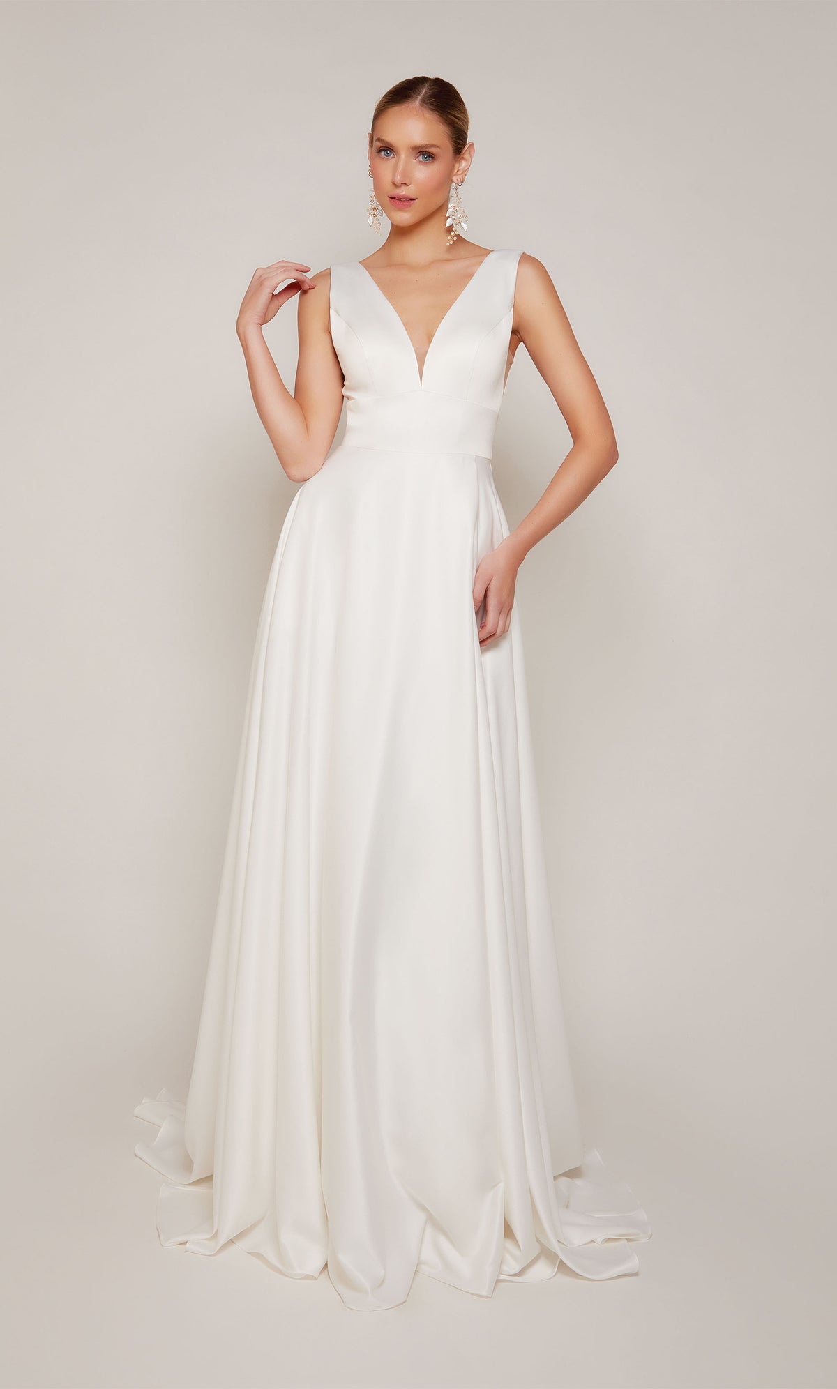 ALYCE Paris 7096 Bridal V-neckline Slit A Line Dress
