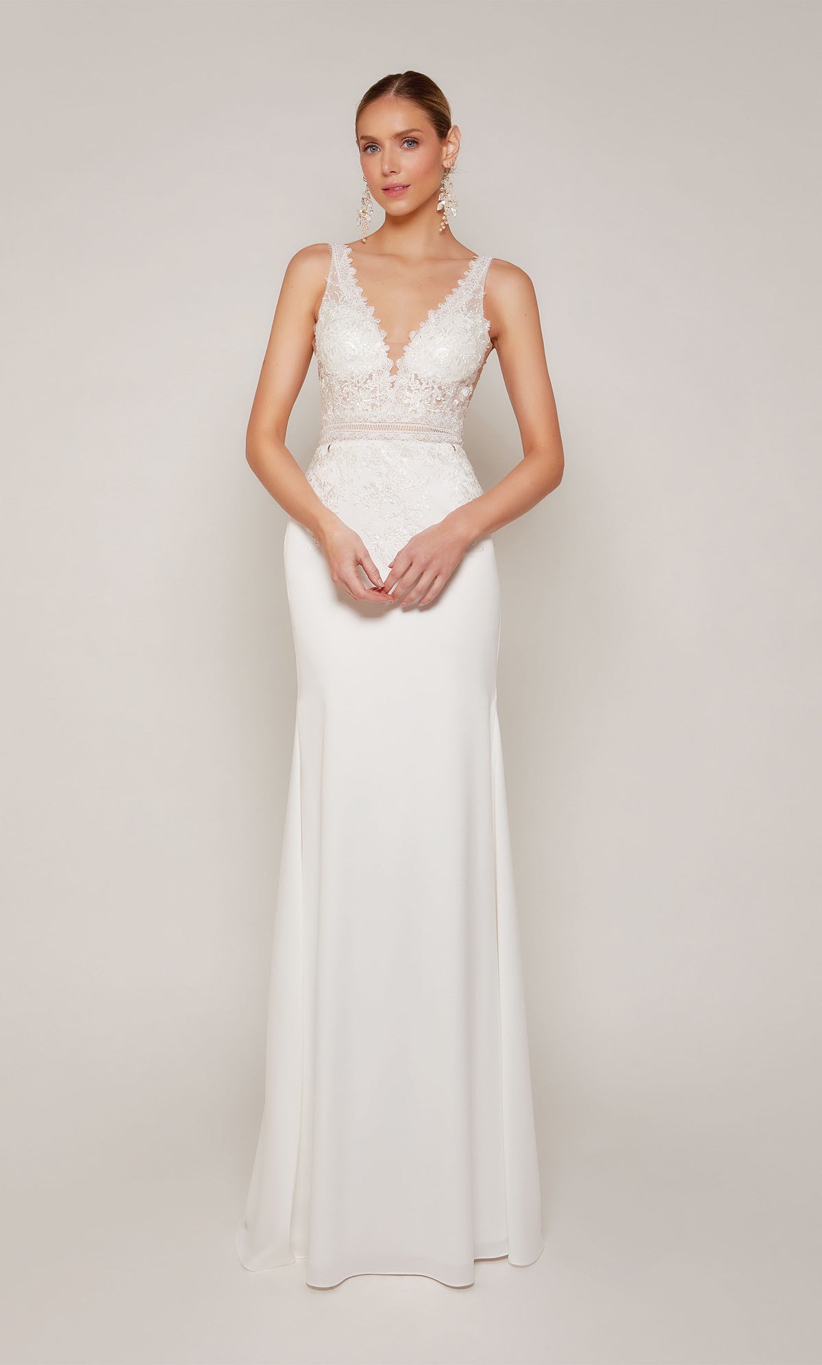ALYCE Paris 7097 Bridal V-neckline Embellished Straight Dress