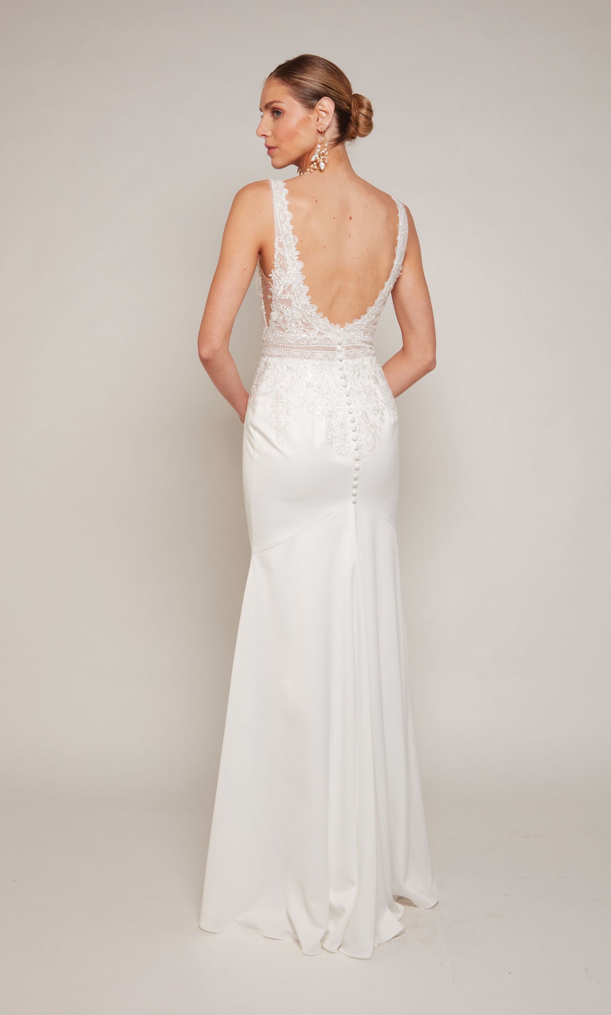 ALYCE Paris 7097 Bridal V-neckline Embellished Straight Dress