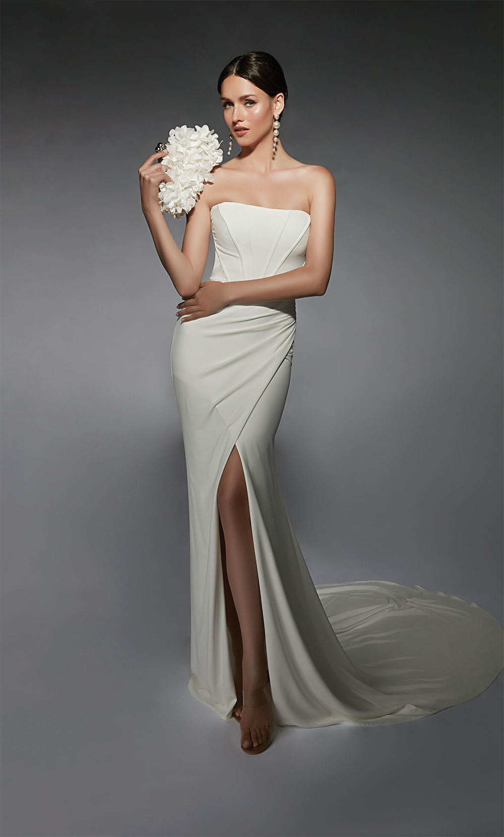 ALYCE Paris 7102 Bridal Scoop Neckline Slit Straight Dress