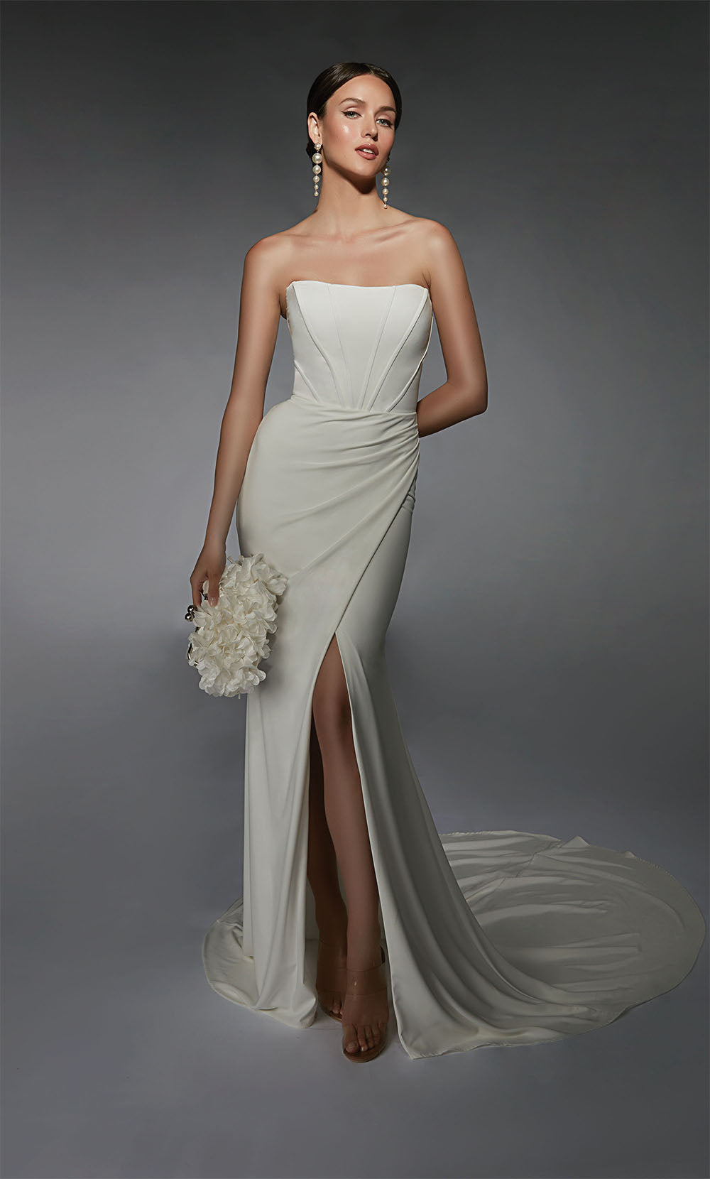 ALYCE Paris 7102 Bridal Scoop Neckline Slit Straight Dress