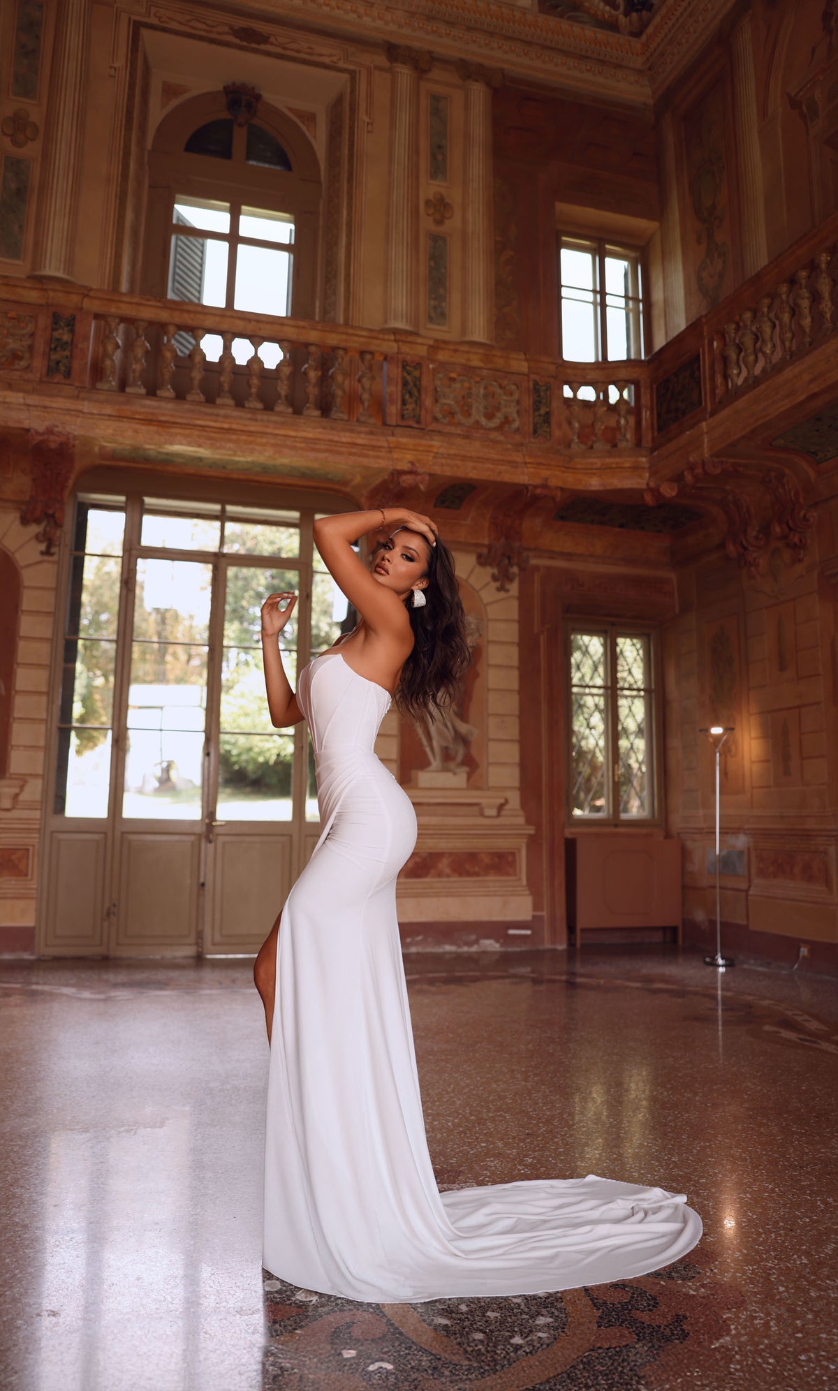 ALYCE Paris 7102 Bridal Scoop Neckline Slit Straight Dress