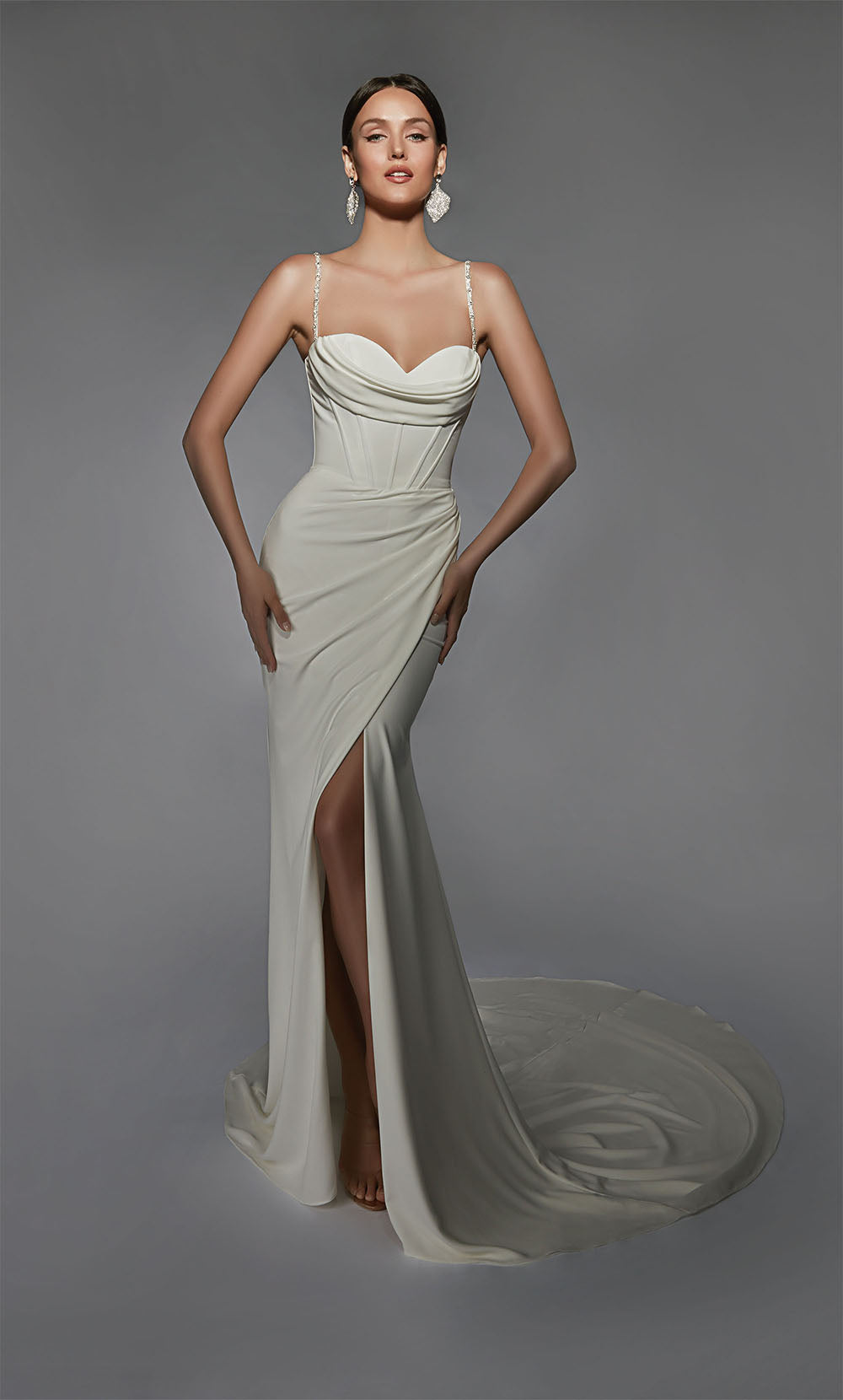 ALYCE Paris 7103 Bridal Cowl Neckline Corset Straight Dress