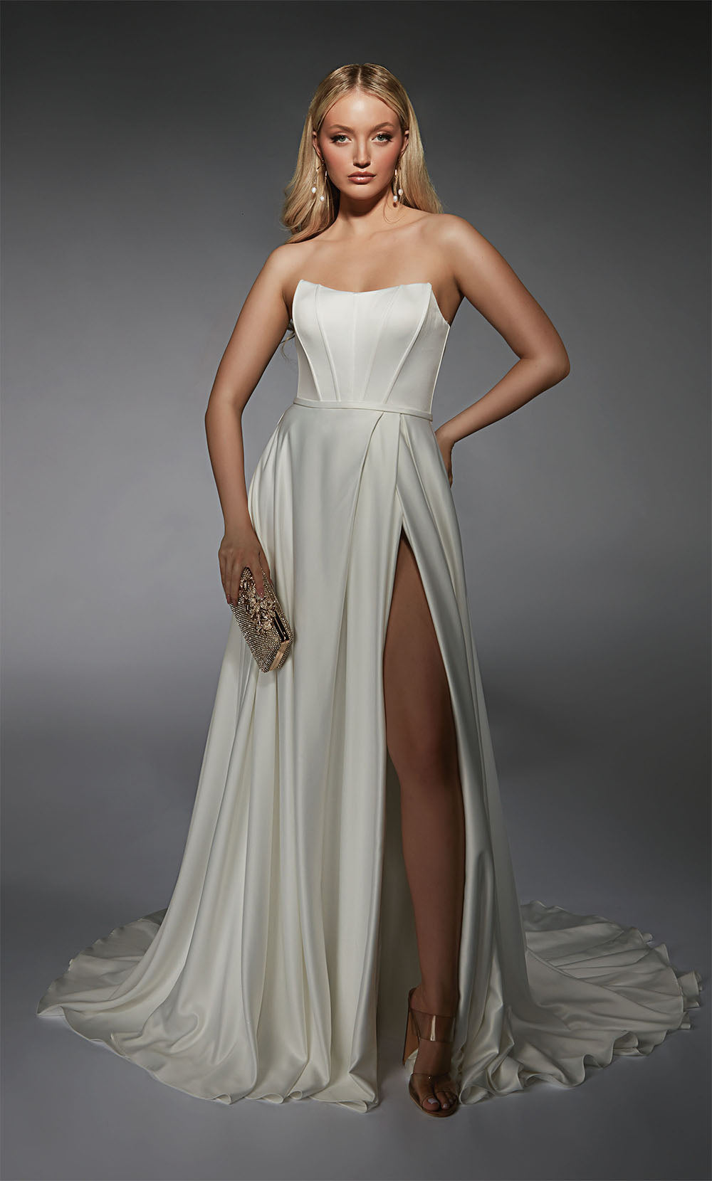 ALYCE Paris 7111 Bridal Scoop Neckline Corset A Line Dress