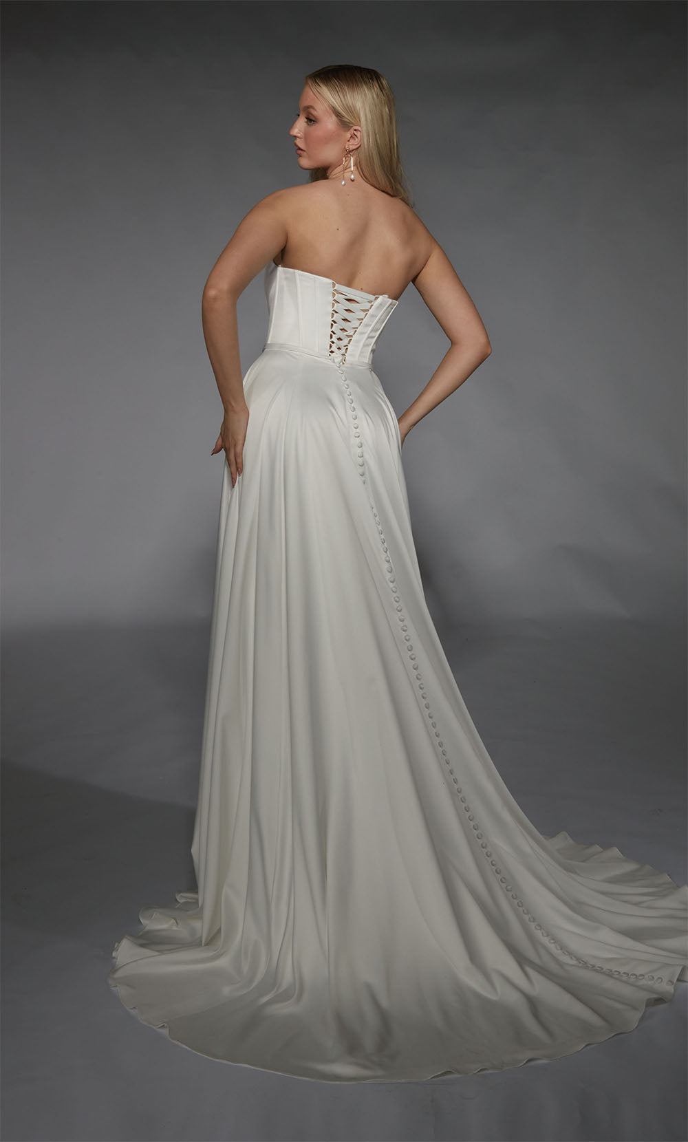 ALYCE Paris 7111 Bridal Scoop Neckline Corset A Line Dress