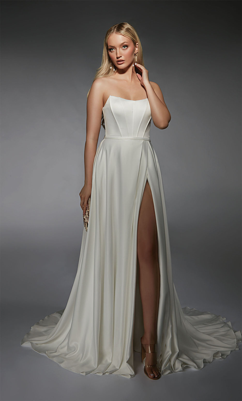 ALYCE Paris 7111 Bridal Scoop Neckline Corset A Line Dress