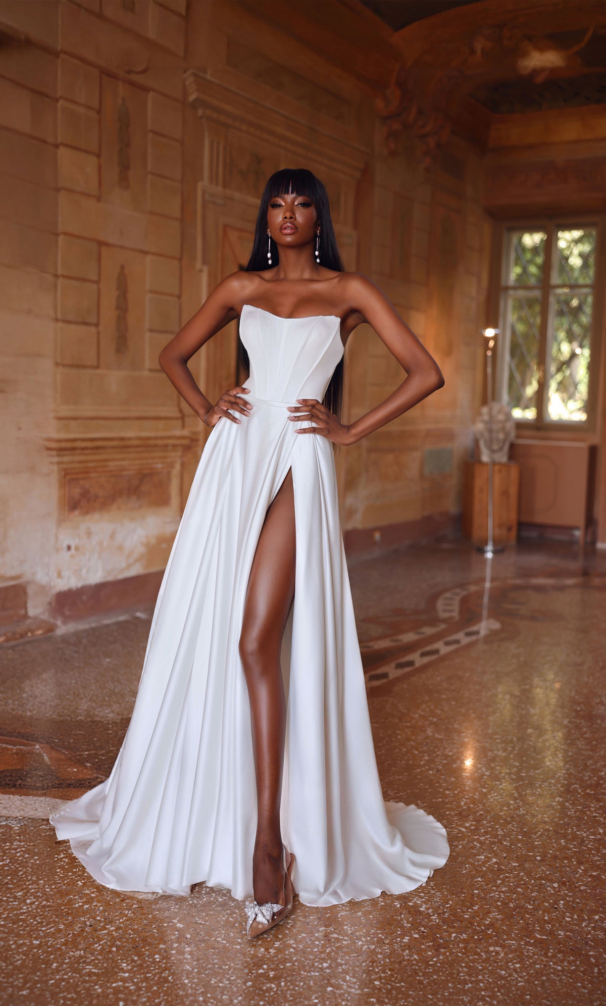 ALYCE Paris 7111 Bridal Scoop Neckline Corset A Line Dress