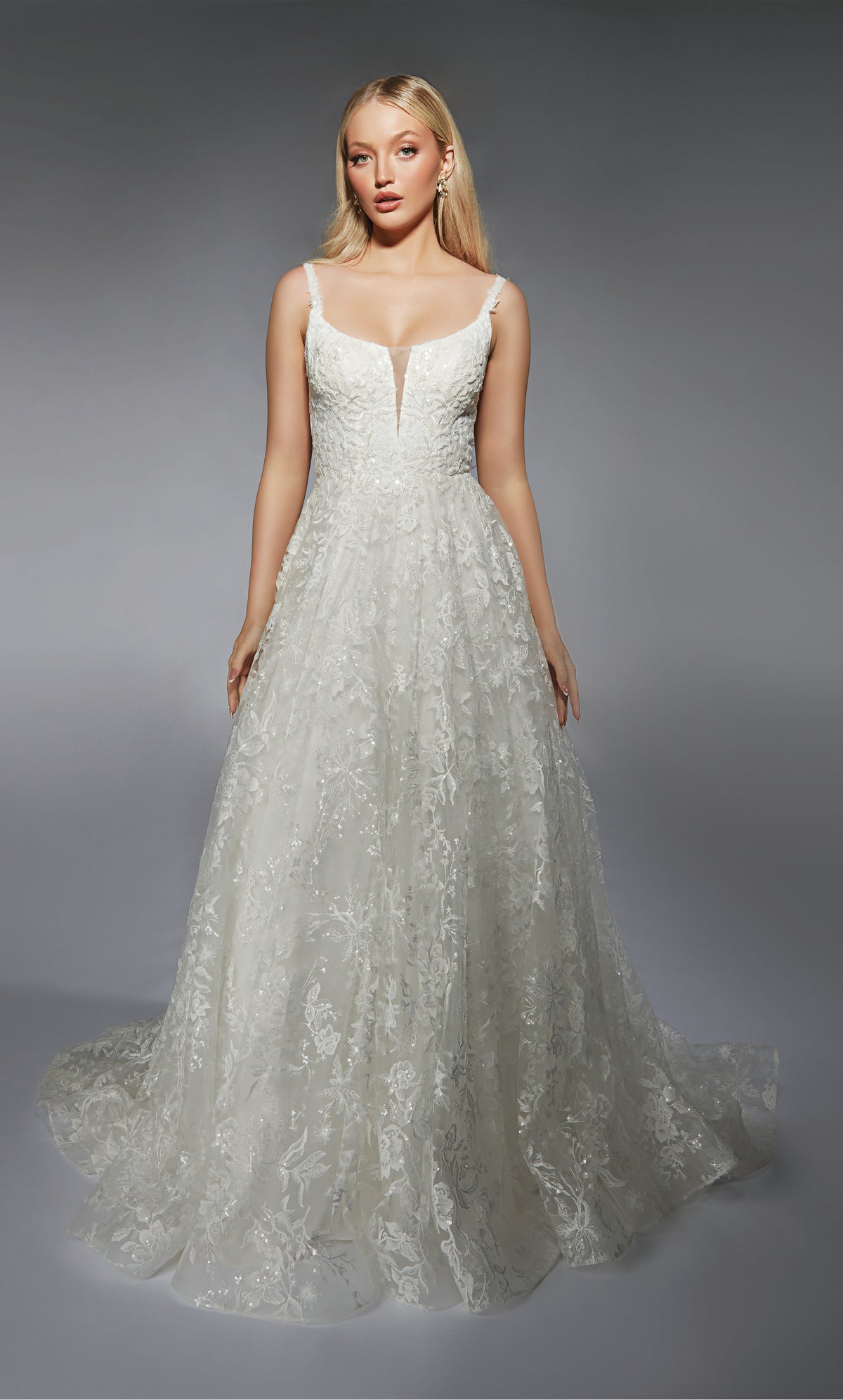 ALYCE Paris 7123 Bridal Scoop Neckline Simple A Line Dress