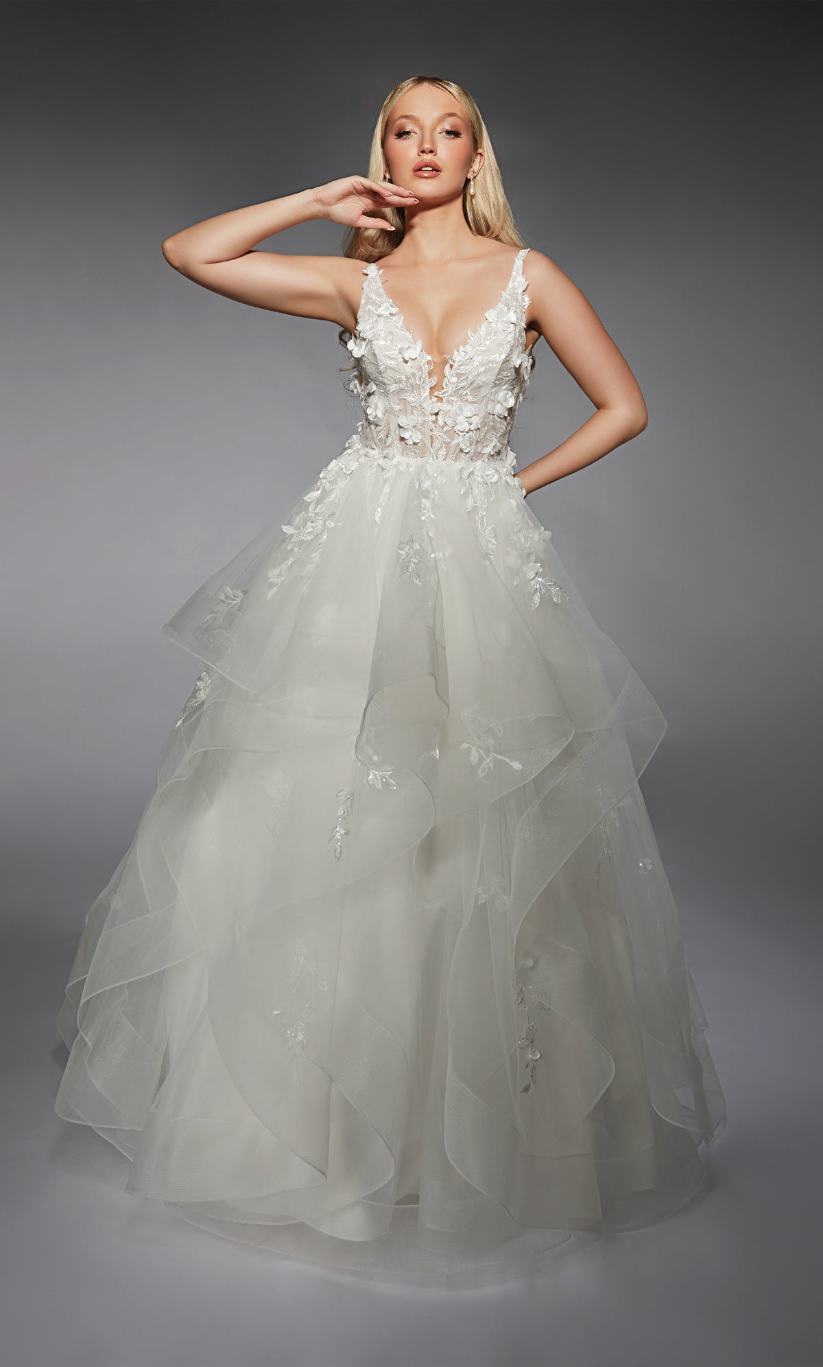 ALYCE Paris 7131 Bridal Plunging Neckline Chic Ballgown Dress