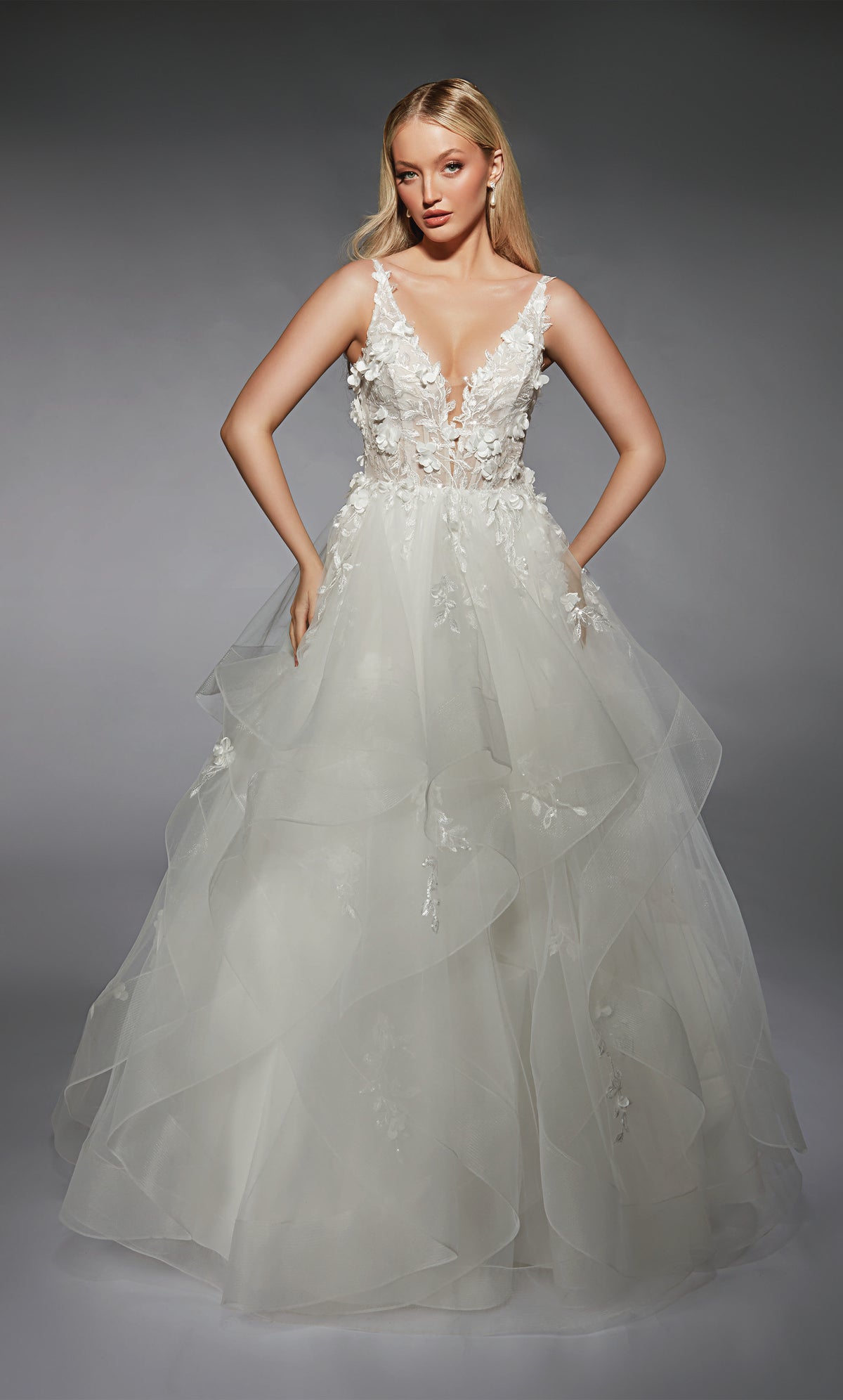 ALYCE Paris 7131 Bridal Plunging Neckline Chic Ballgown Dress