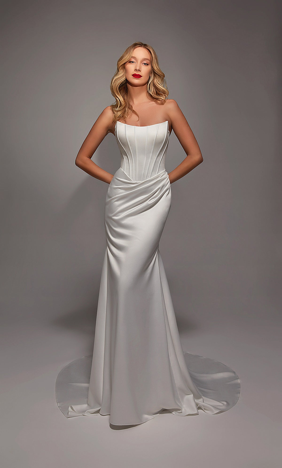 ALYCE Paris 7139 Bridal Scoop Neckline Ruched/draped Mermaid Dress