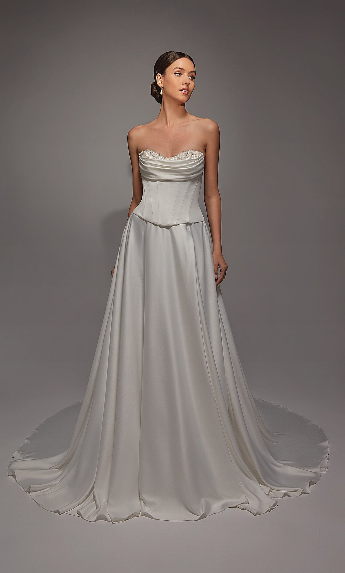 ALYCE Paris 7142 Bridal Cowl Neckline Corset A Line Dress