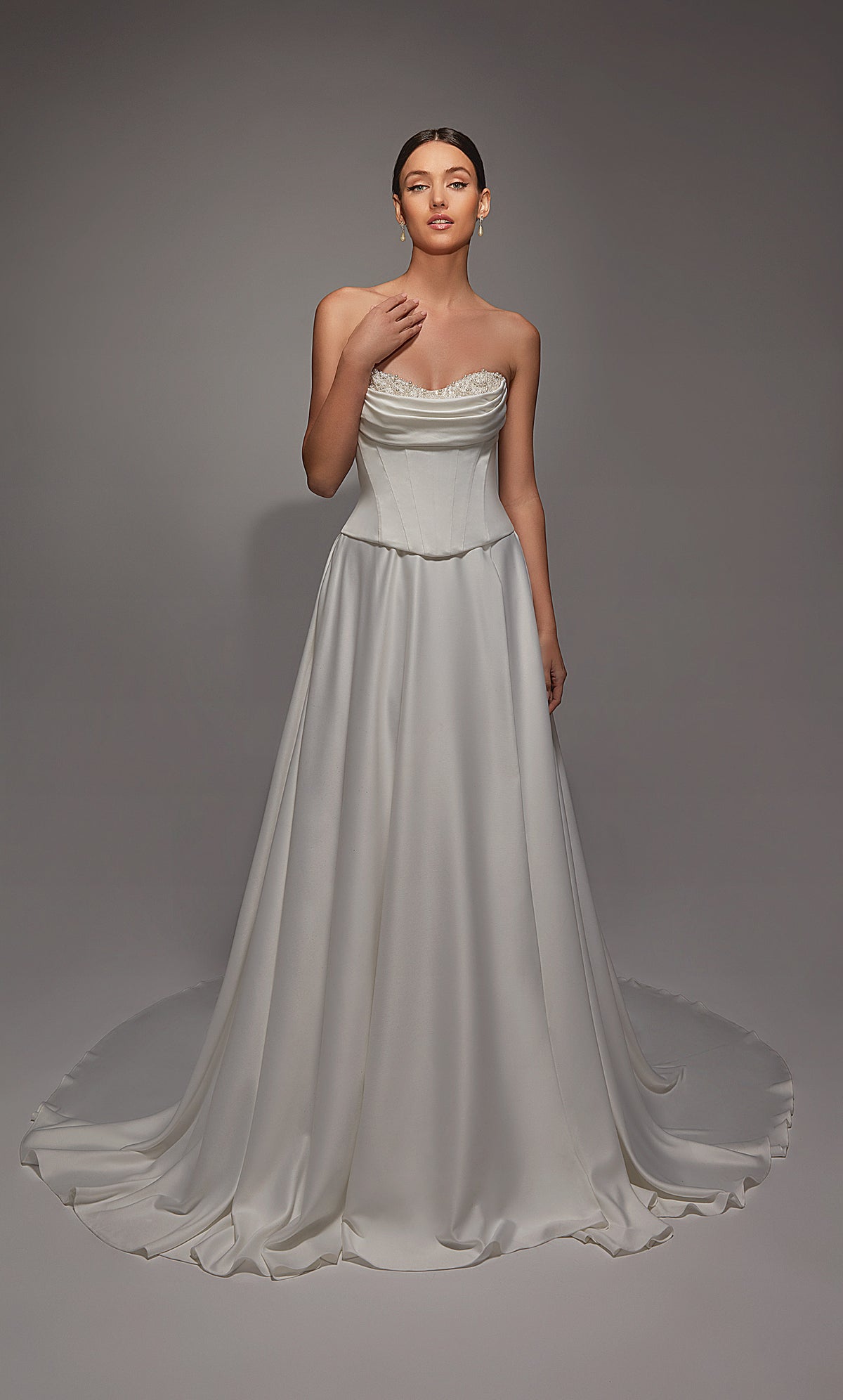 ALYCE Paris 7142 Bridal Cowl Neckline Corset A Line Dress