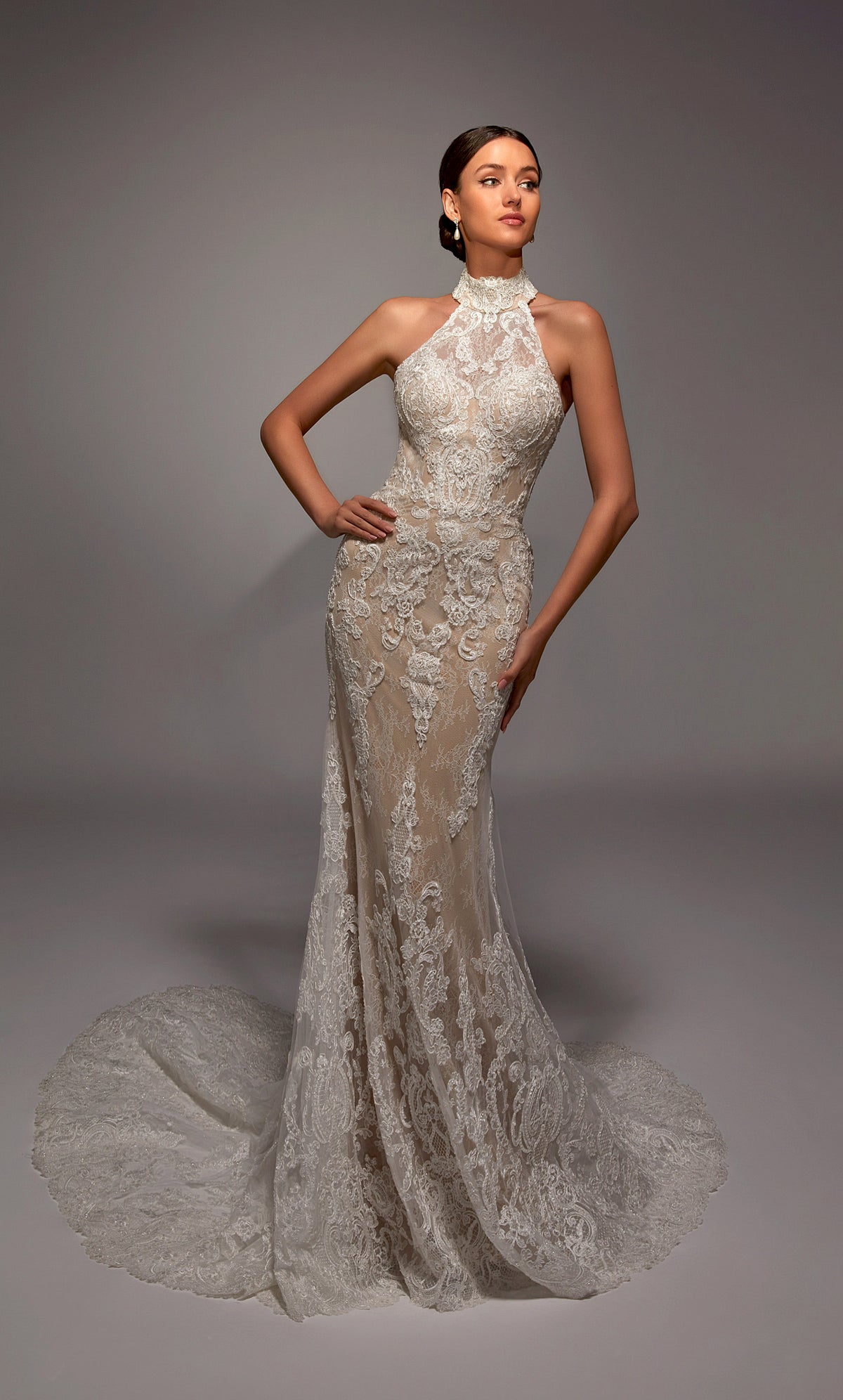 ALYCE Paris 7159 Bridal High Neckline Train Mermaid Dress