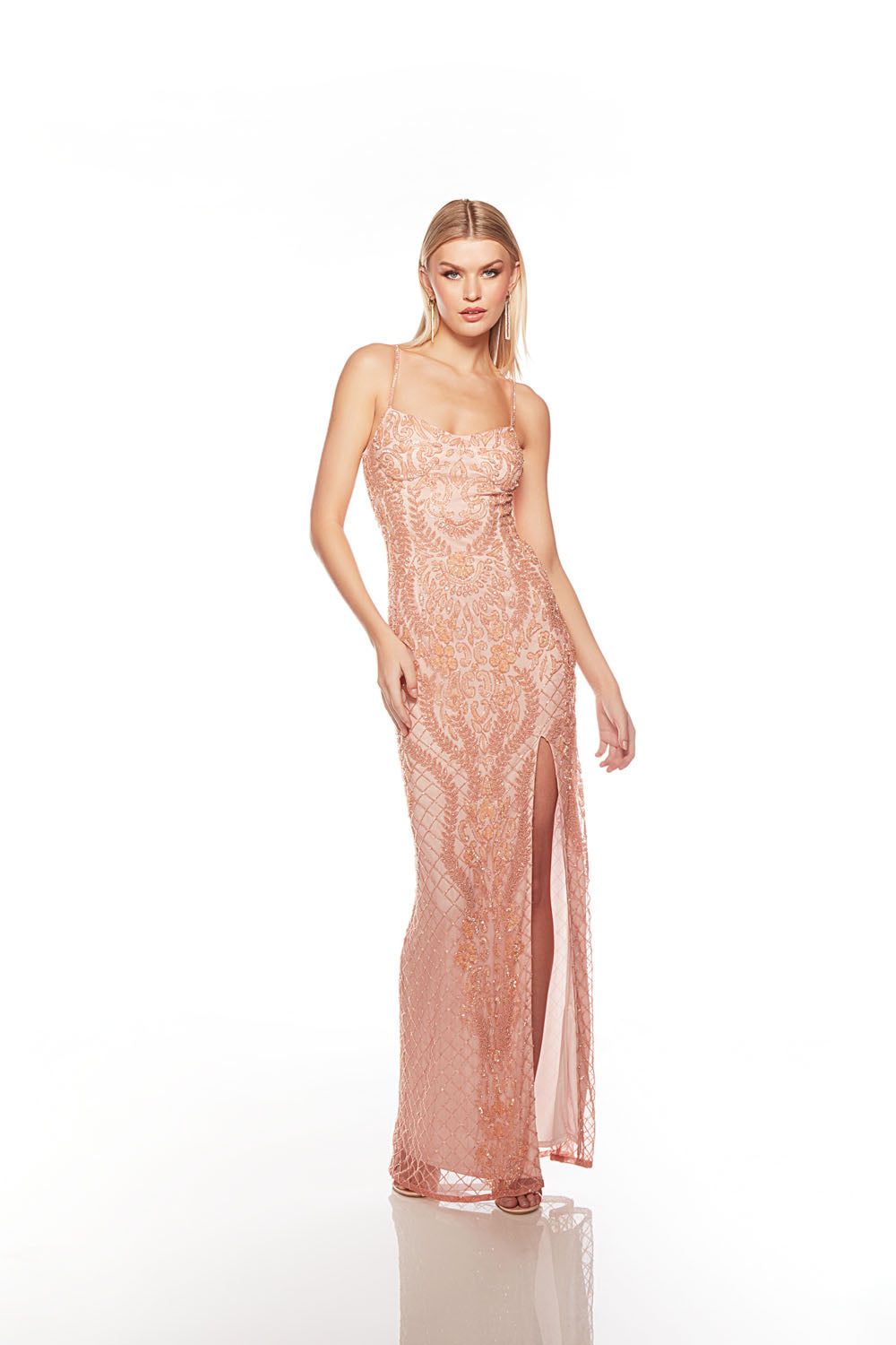 ALYCE Paris 88004 Scoop Neckline Embellished Straight Dress