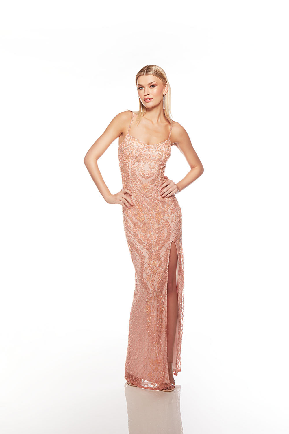 ALYCE Paris 88004 Scoop Neckline Embellished Straight Dress