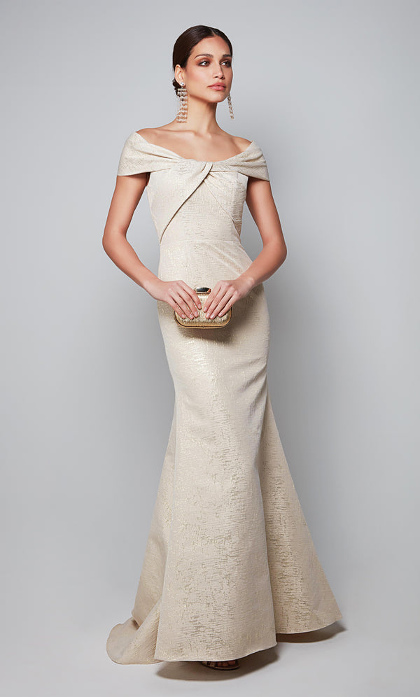 Formal Dress: 27639. Long, Off The Shoulder, Fit N Flare