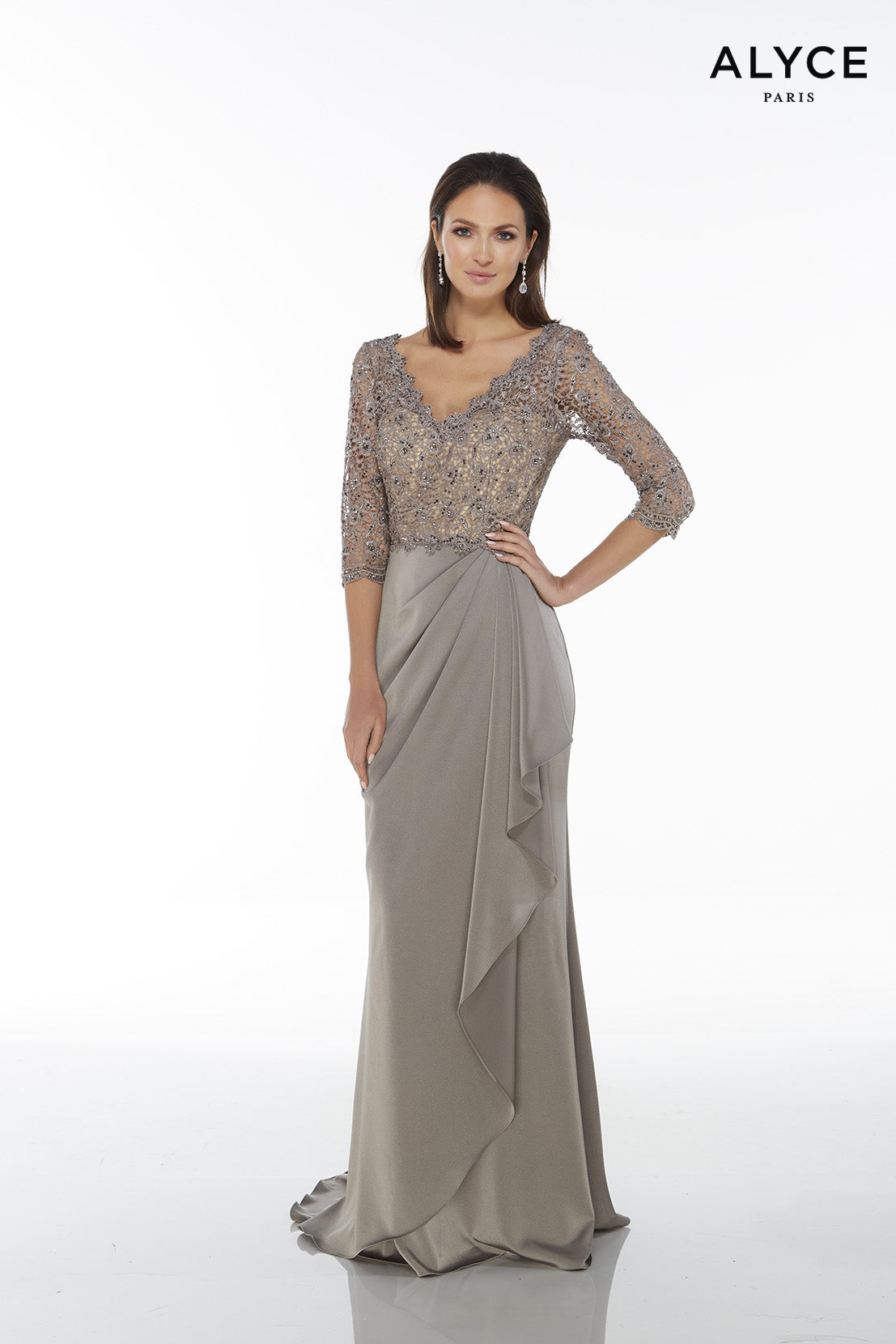 ALYCE Paris 27260 Special Occasion V-neck Ruched/draped Straight Dress