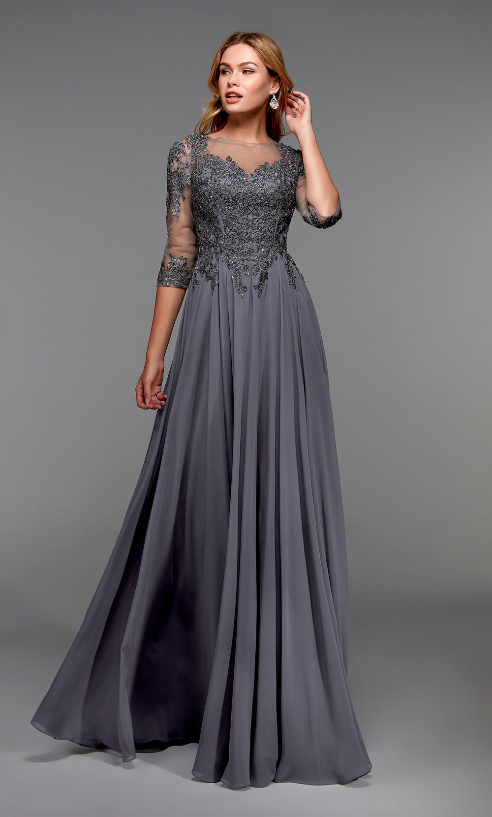 ALYCE Paris 27474 Special Occasion Illusion Modest Flowy Dress