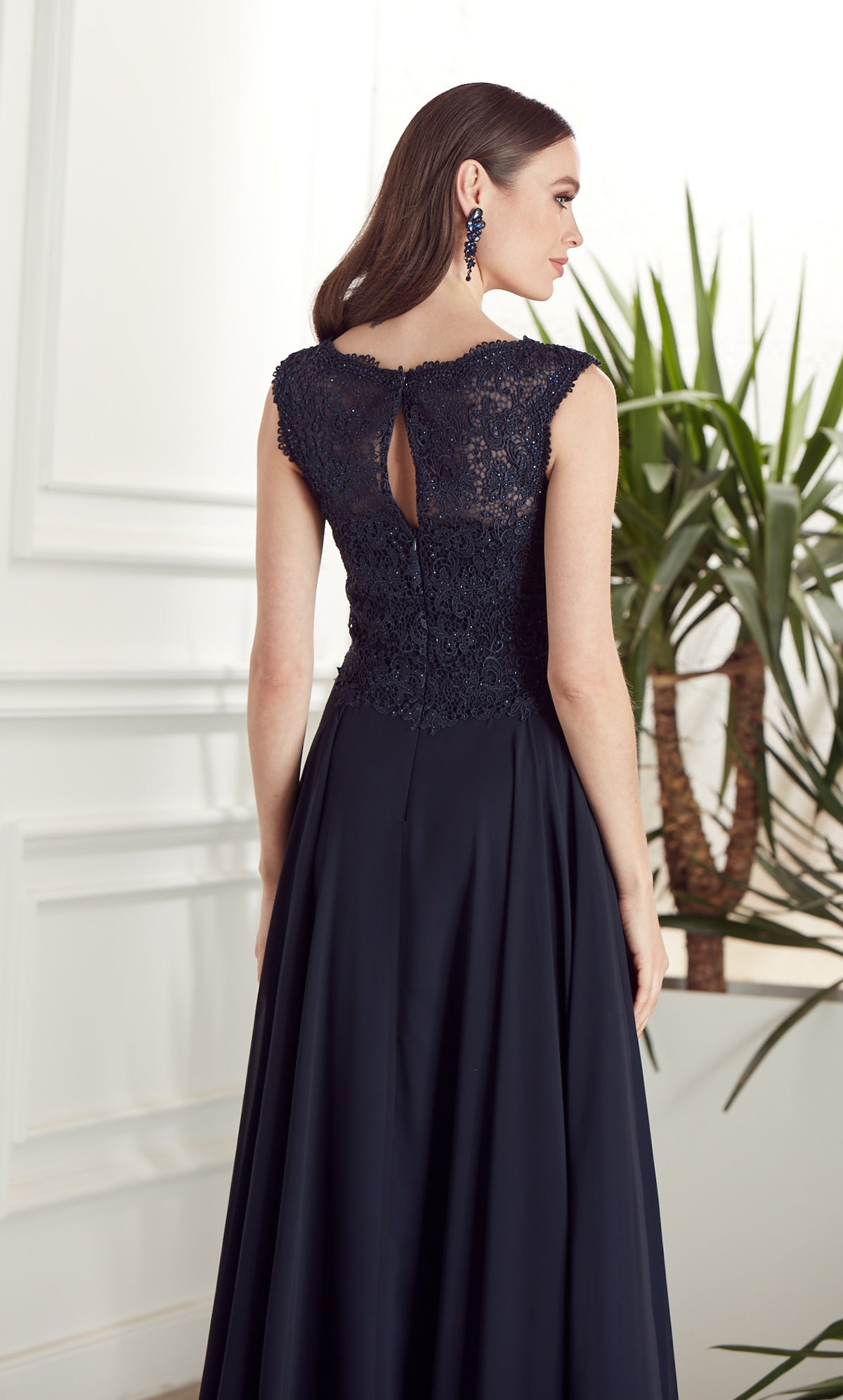 Formal Dress: 27504. Long Formal Dress, Illusion Neckline, Flowy