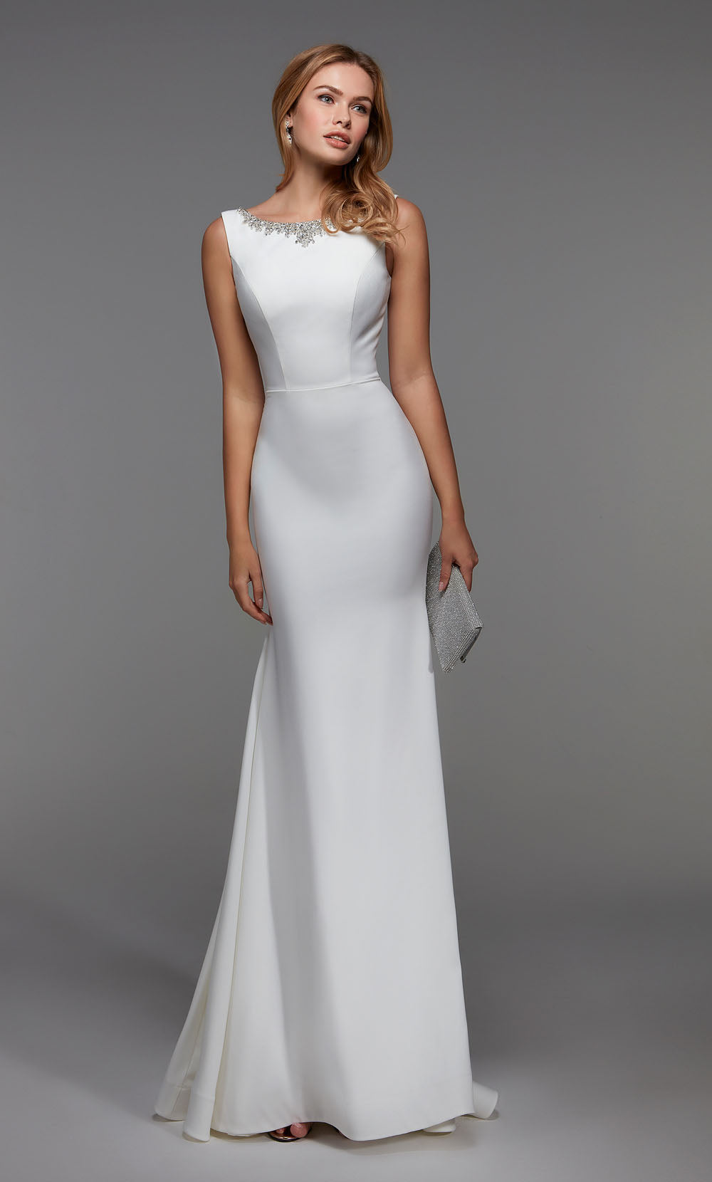 Formal Dress: Long Gala Dress, High Neck, Fit N Flare