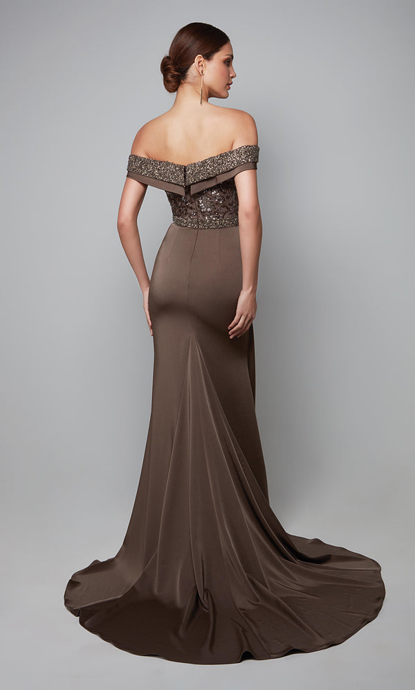 Formal Dress: 27619. Long, Off The Shoulder, Straight | Alyce Paris