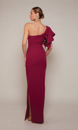 Formal Dress: 27644. Long, One Shoulder, Straight, Closed Back