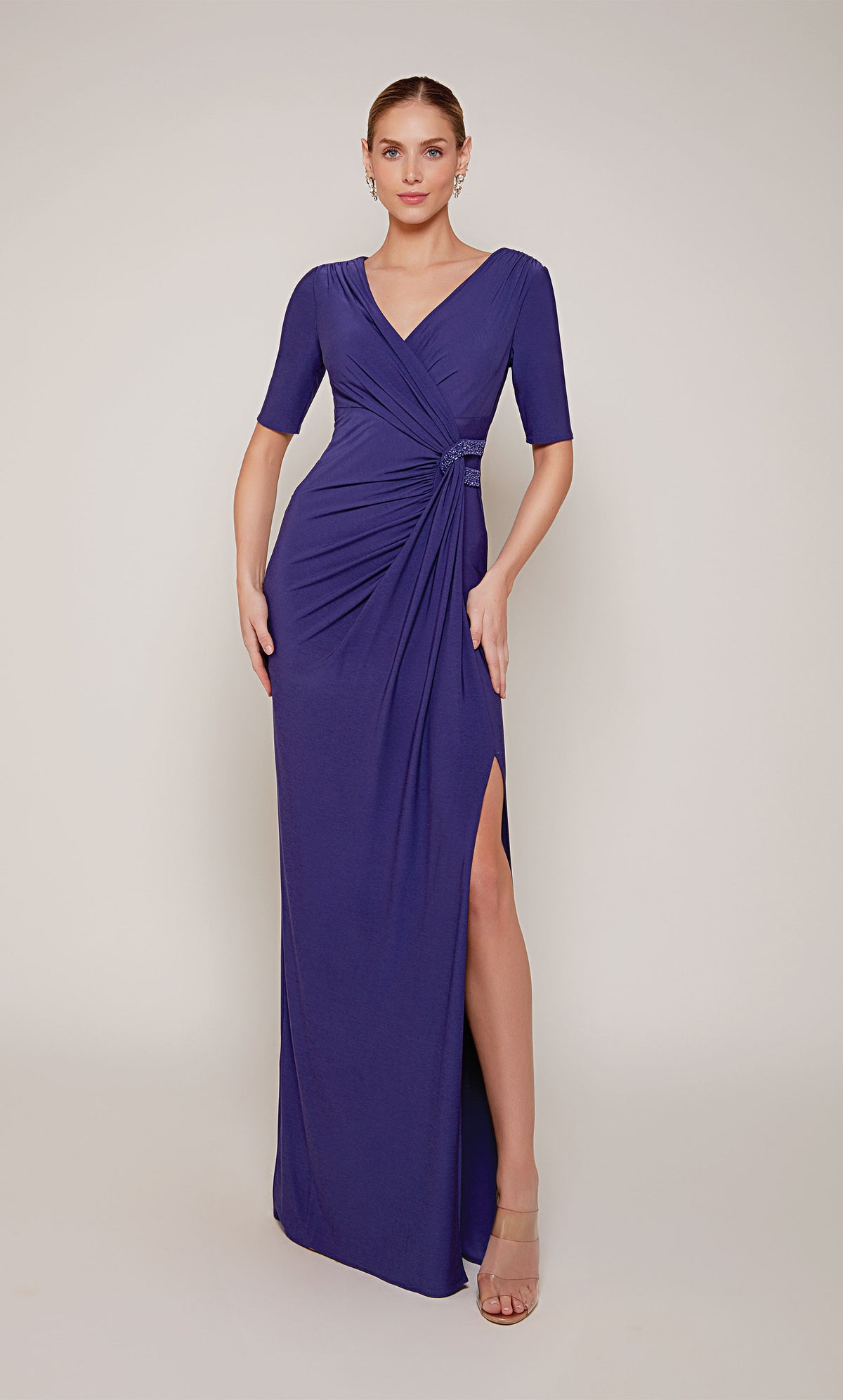 ALYCE Paris 27682 Special Occasion V-neck Ruched/draped Straight Dress