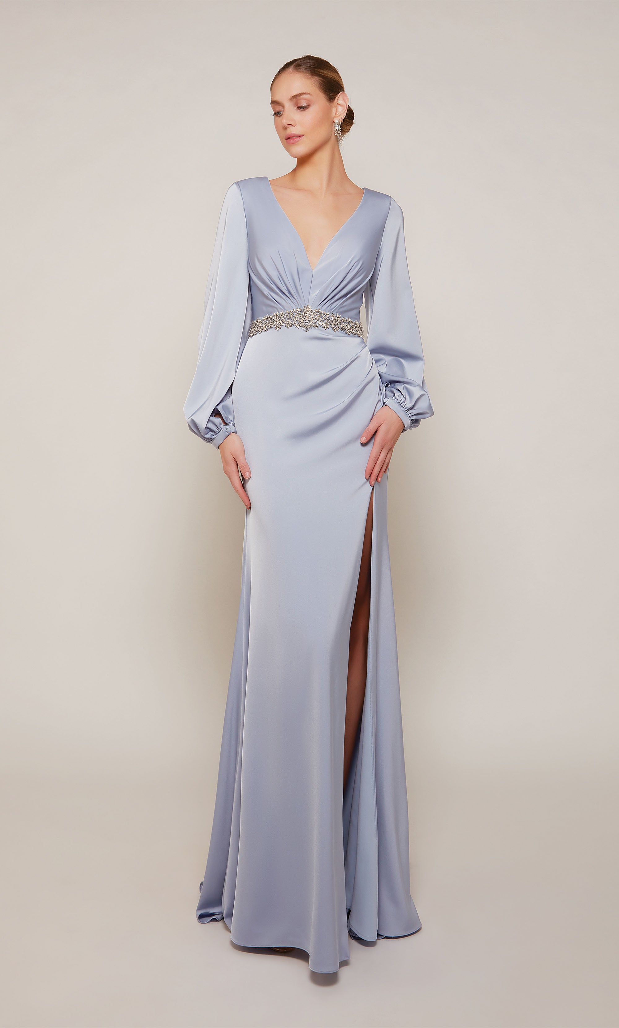 Formal Dress: 27696. Long, V-neck, Straight, V Shaped Back | Alyce 